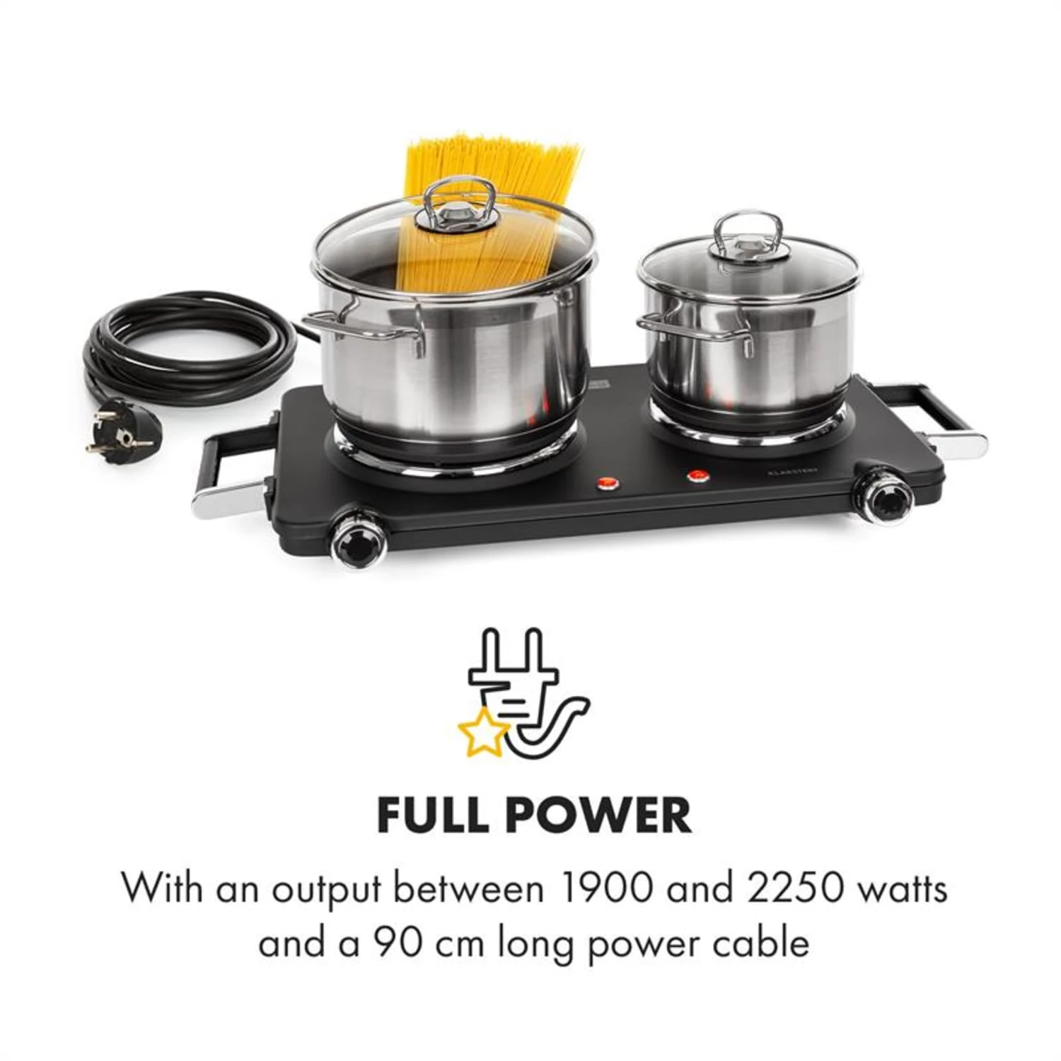 Cookorama Doppelkochplatte 1900-2250 W 150/180 Mm Ø 5 Stufen Schwarz – Bild 4