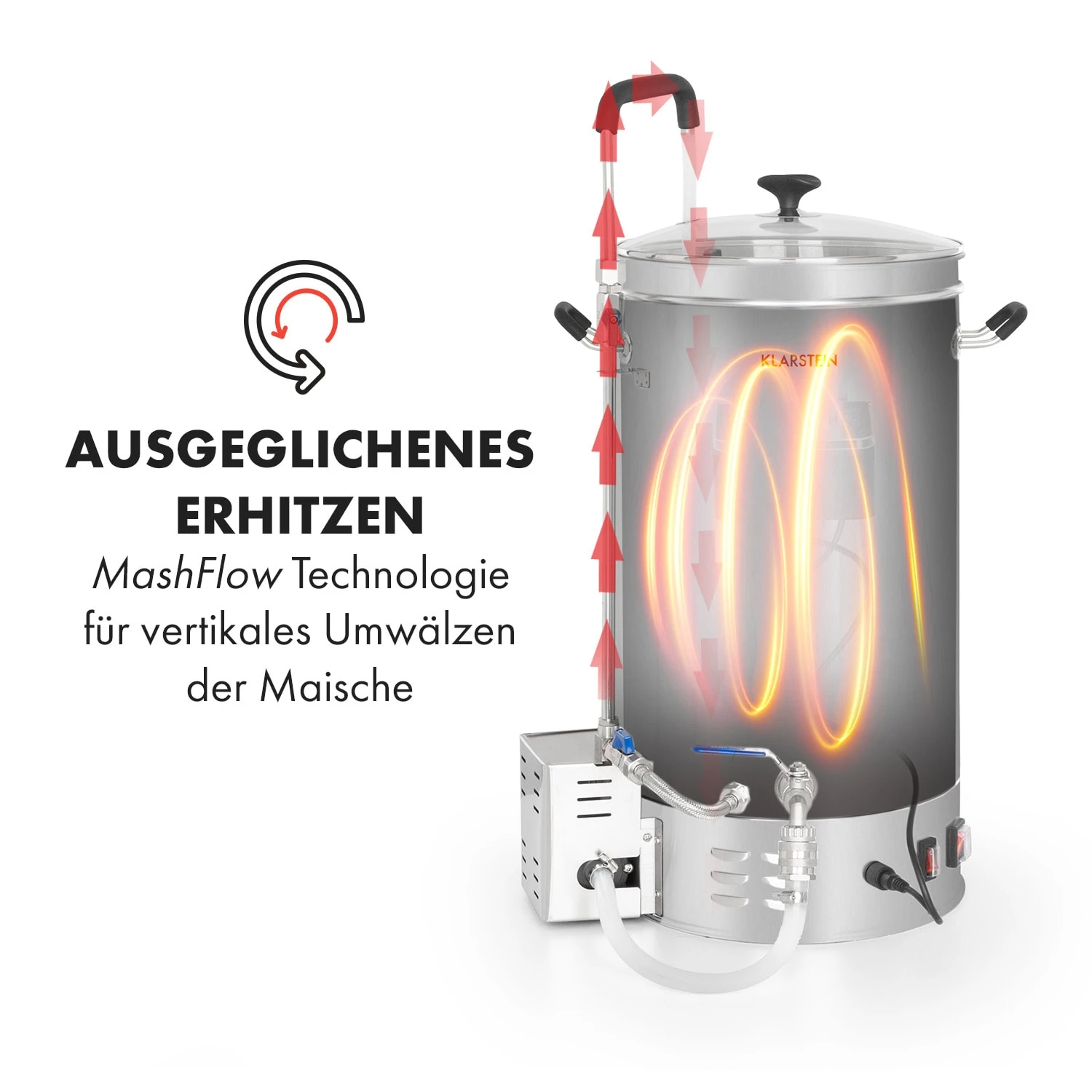 Brauheld Pro Maischekessel 2500W 30L 30-100°C Umwälzpumpe Edelstahl – Bild 4