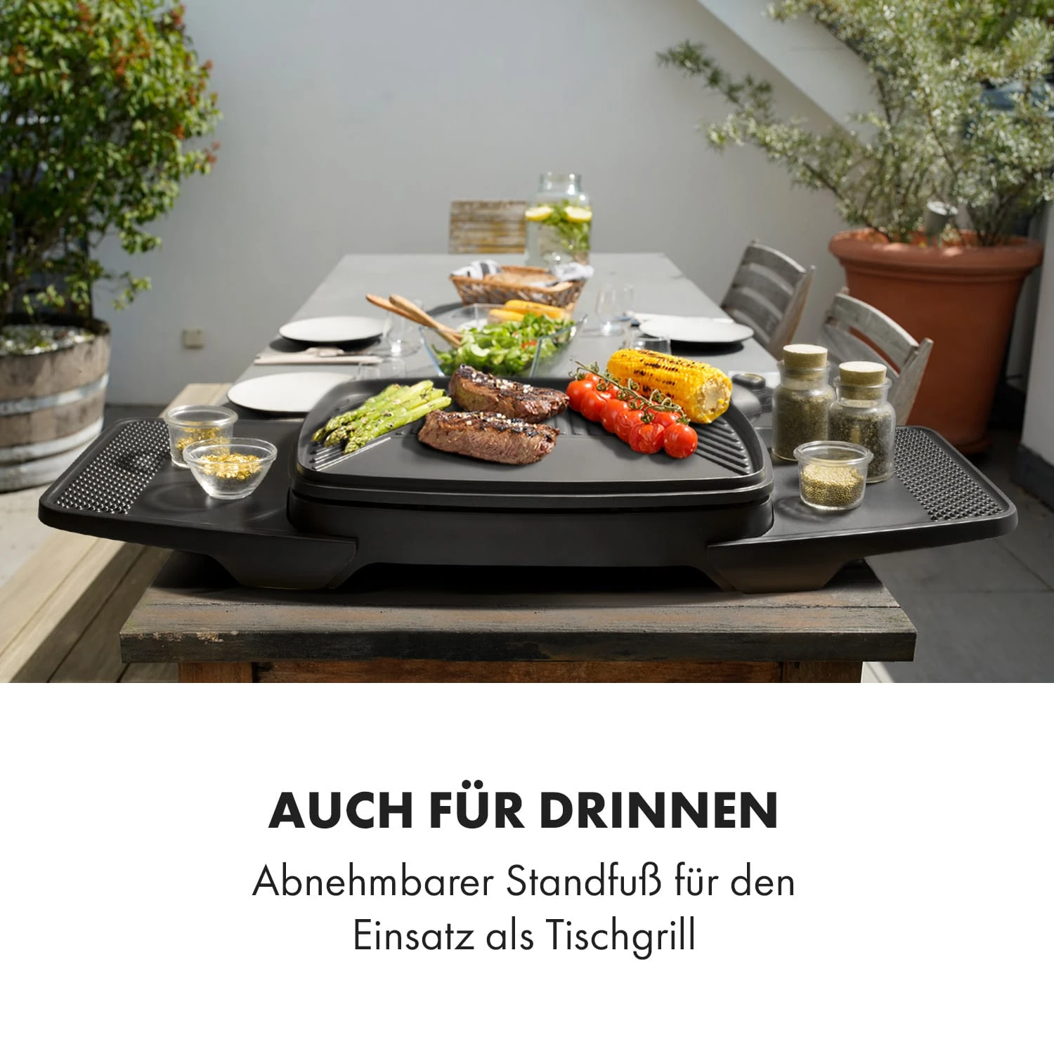 Gatsby Elektrogrill 2000W Antihaft-Grillfläche Seitentische – Bild 6