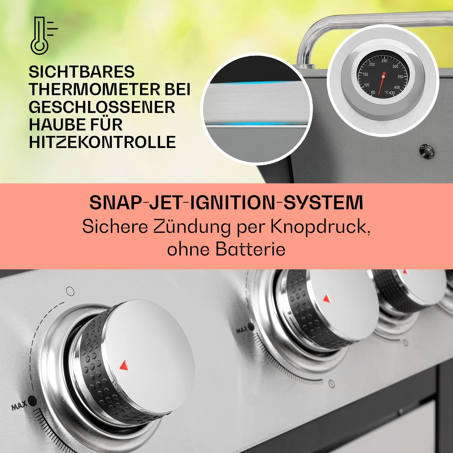 Tomahawk Gasgrill 4x3,6 KW + 2,7 KW Brenner 66x43,5 Cm Grill Edelstahl – Bild 4