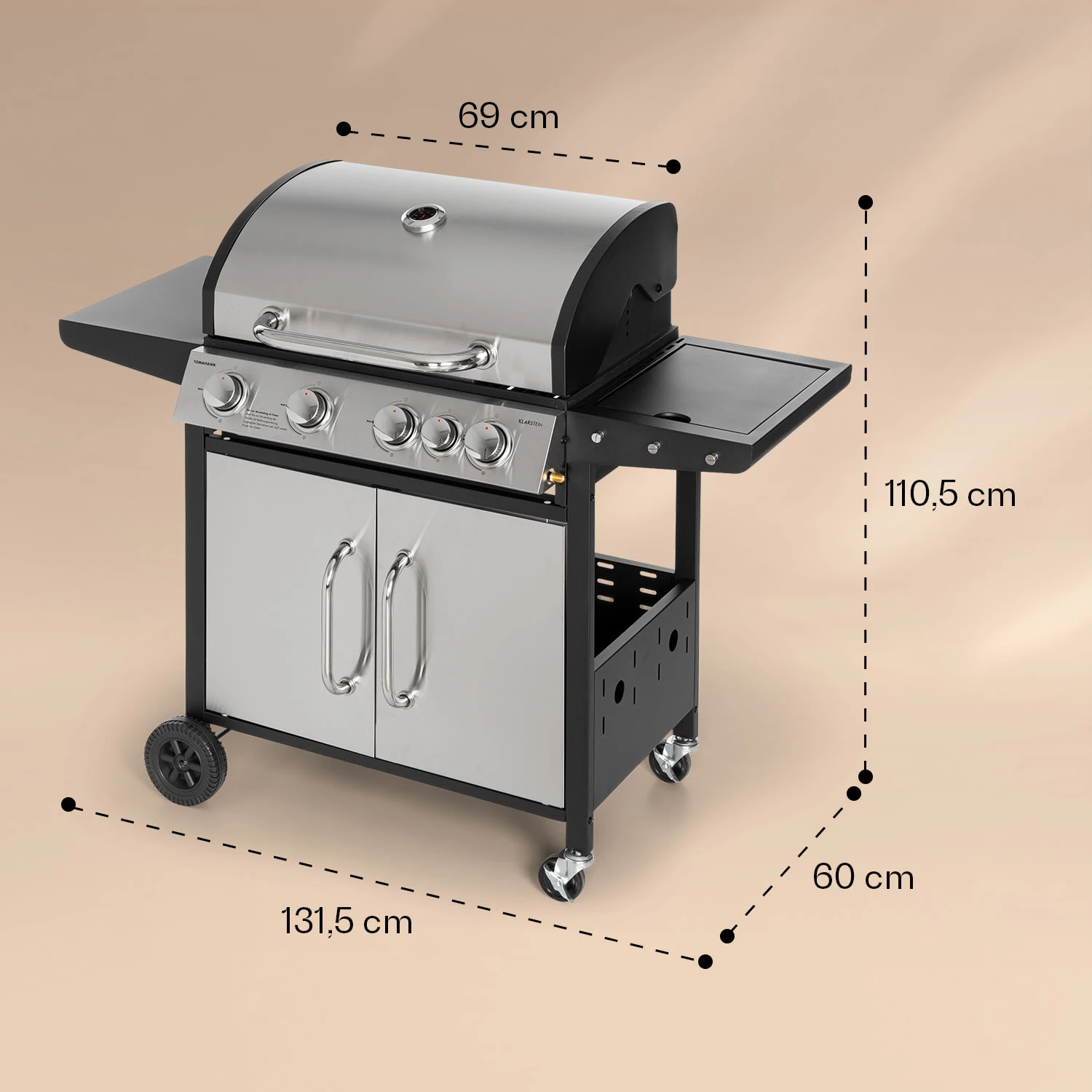 Tomahawk Gasgrill 4x3,6 KW + 2,7 KW Brenner 66x43,5 Cm Grill Edelstahl – Bild 8