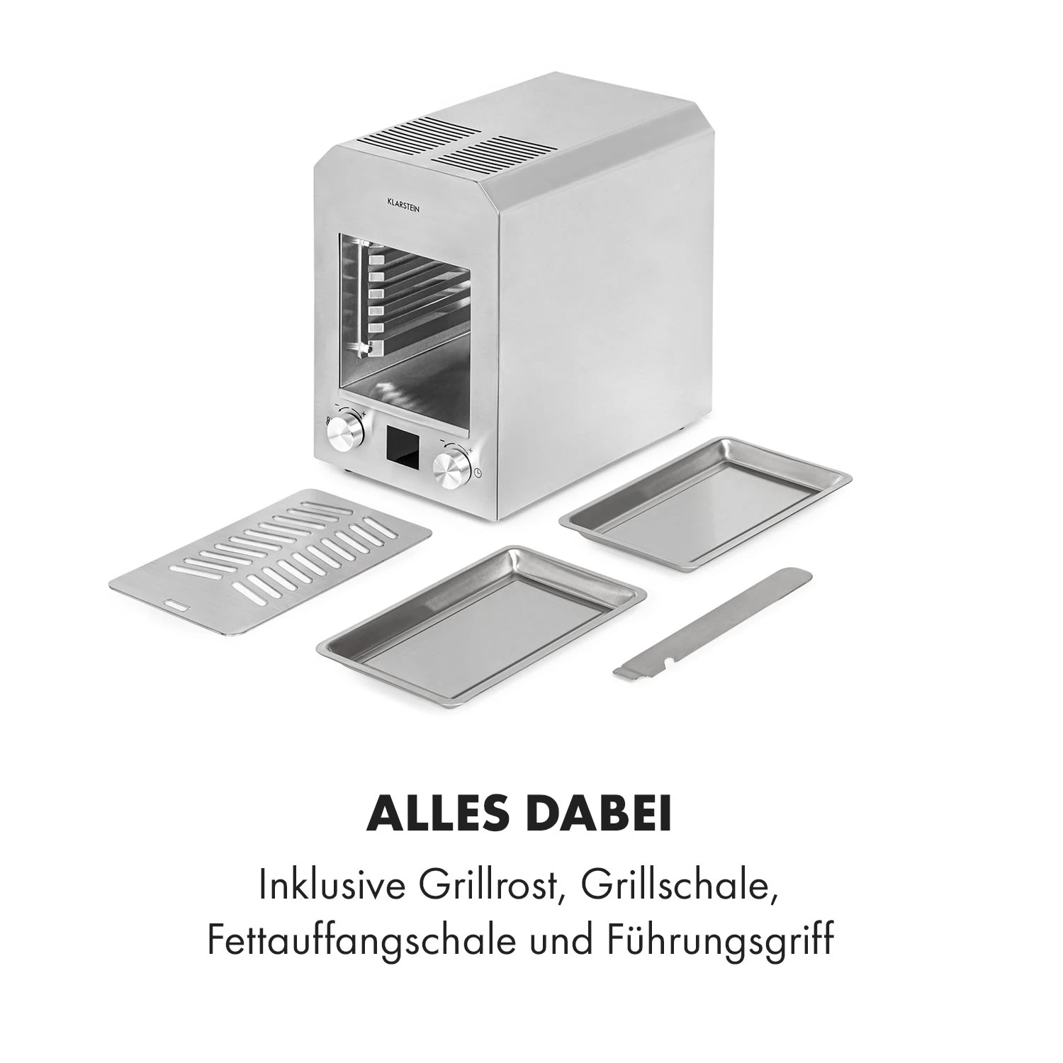 Hannibal Hochtemperaturgrill Indoor 2.200W 850°C Edelstahl Silber – Bild 8