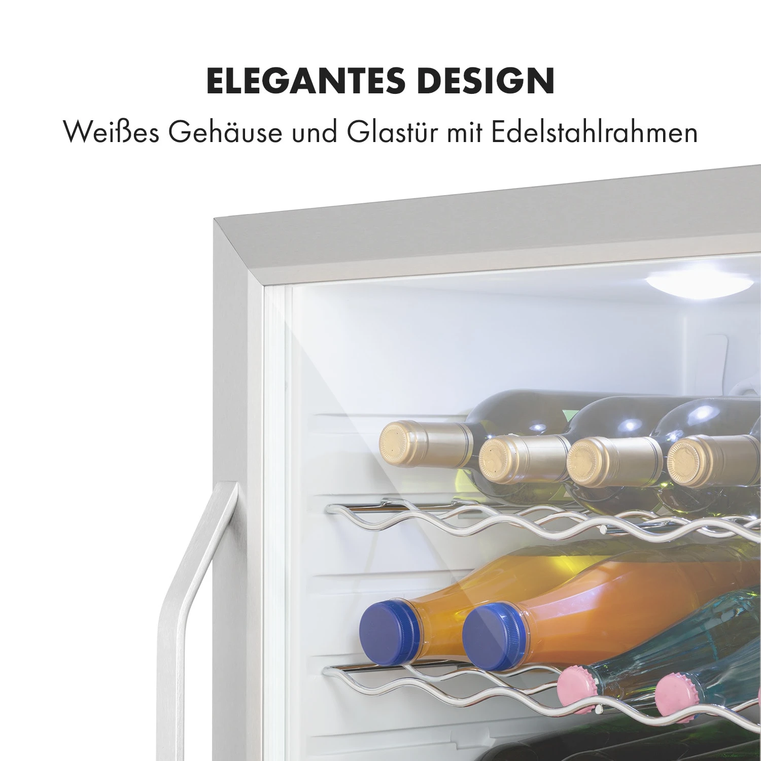 Beersafe XL Crystal White Kühlschrank 60 Liter 4 Böden Panoramaglastür Edelstahl – Bild 7