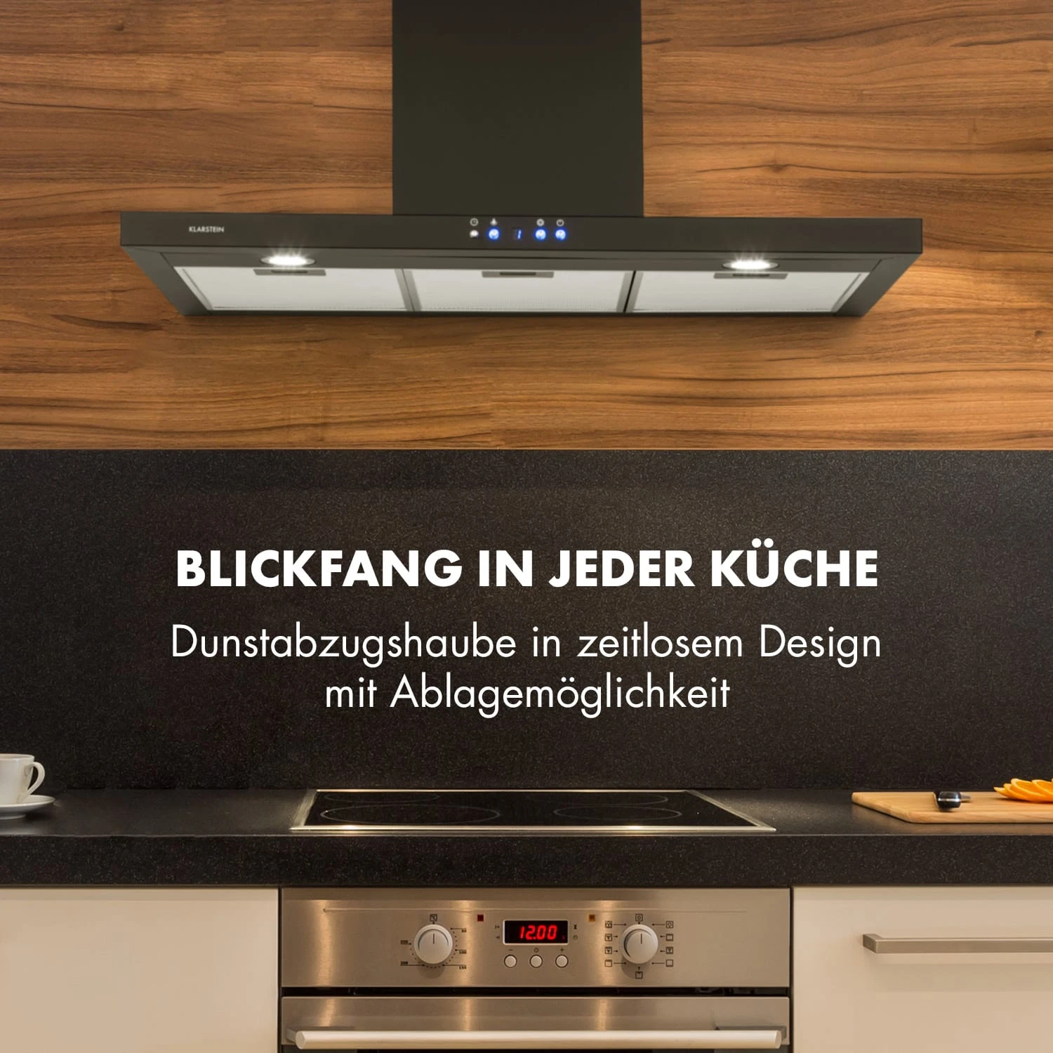 Limelight Dunstabzugshaube 90cm Wandhaube 600m³/h Schwarz – Bild 2