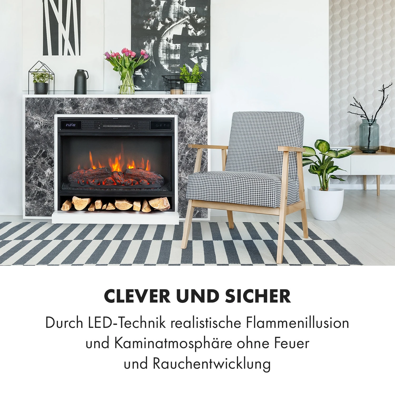 Vulsini Nightfall Elektrokamin 1900 W LED-Technik Fernbedienung – Bild 2