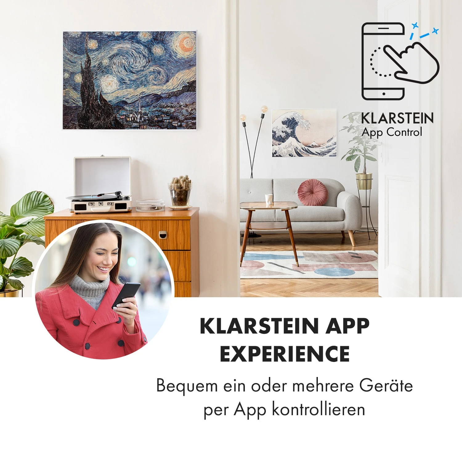 Wonderwall Air Art Smart Infrarotheizung 80x60cm 500W Wandmontage Sternennacht – Bild 2