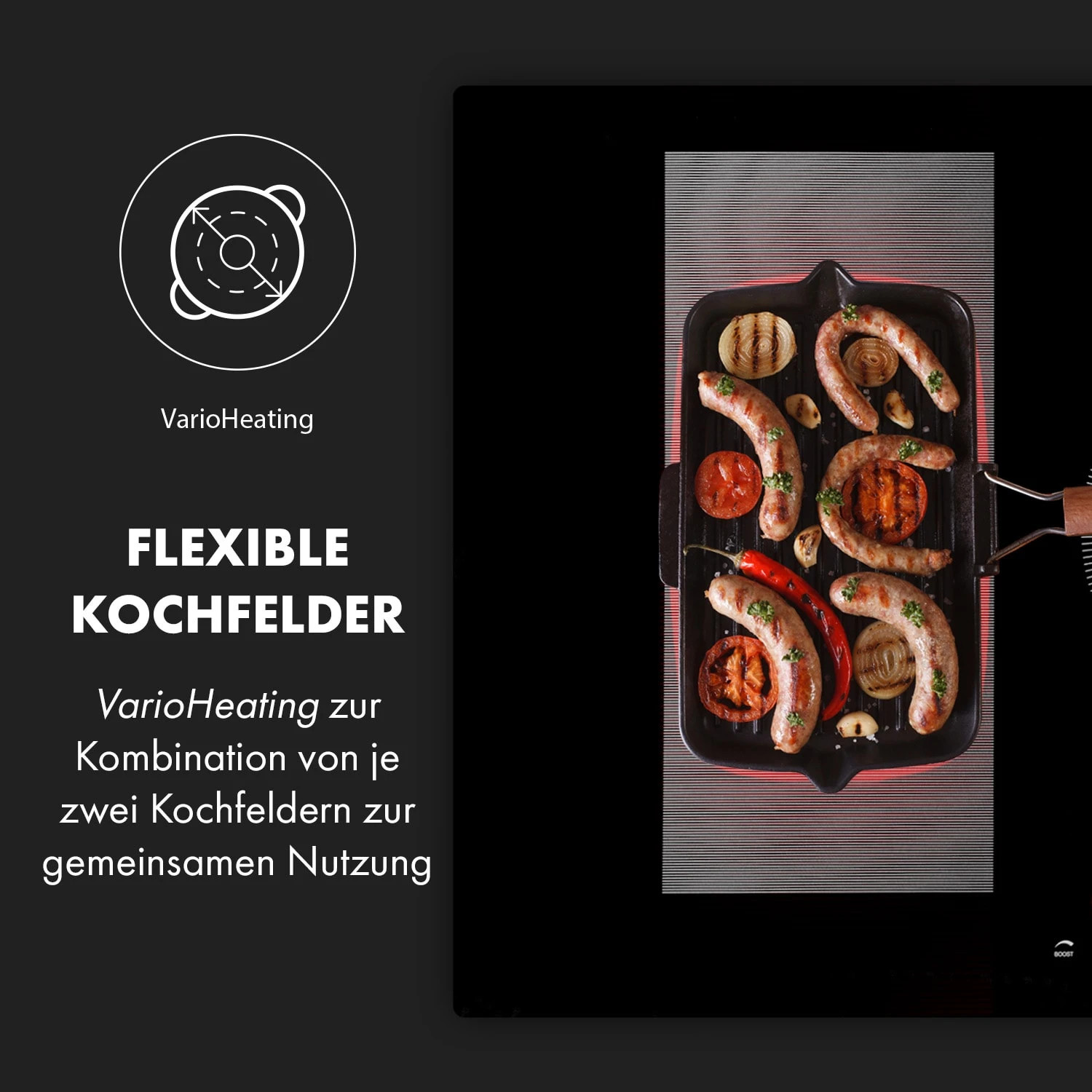 Delicatessa 90 Hybrid Einbaukochfeld Induktion 5 Zonen 7400W – Bild 3