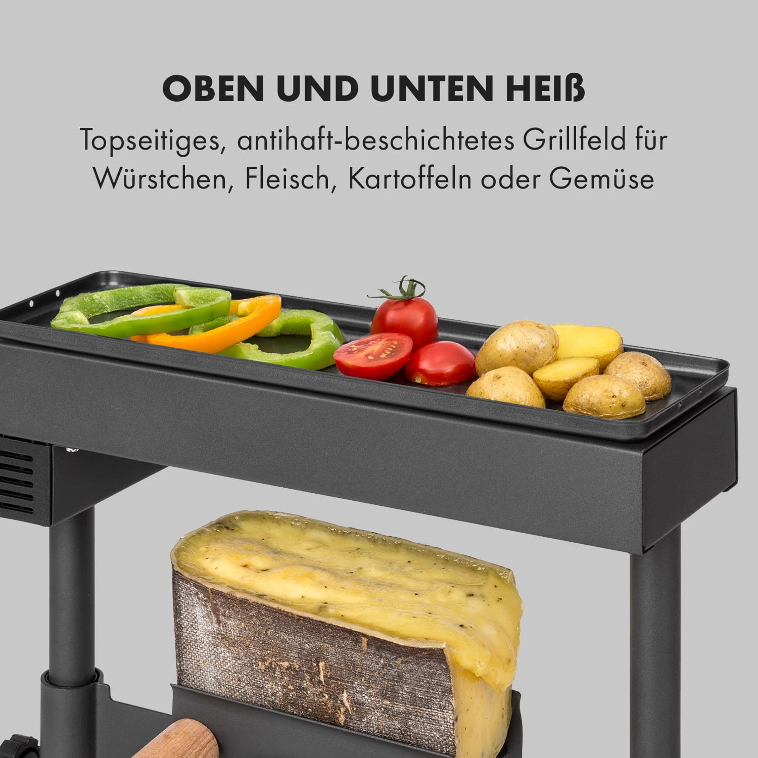 Appenzell XL Raclette Mit Grill 600 W Thermostat 2 Käseträger – Bild 4