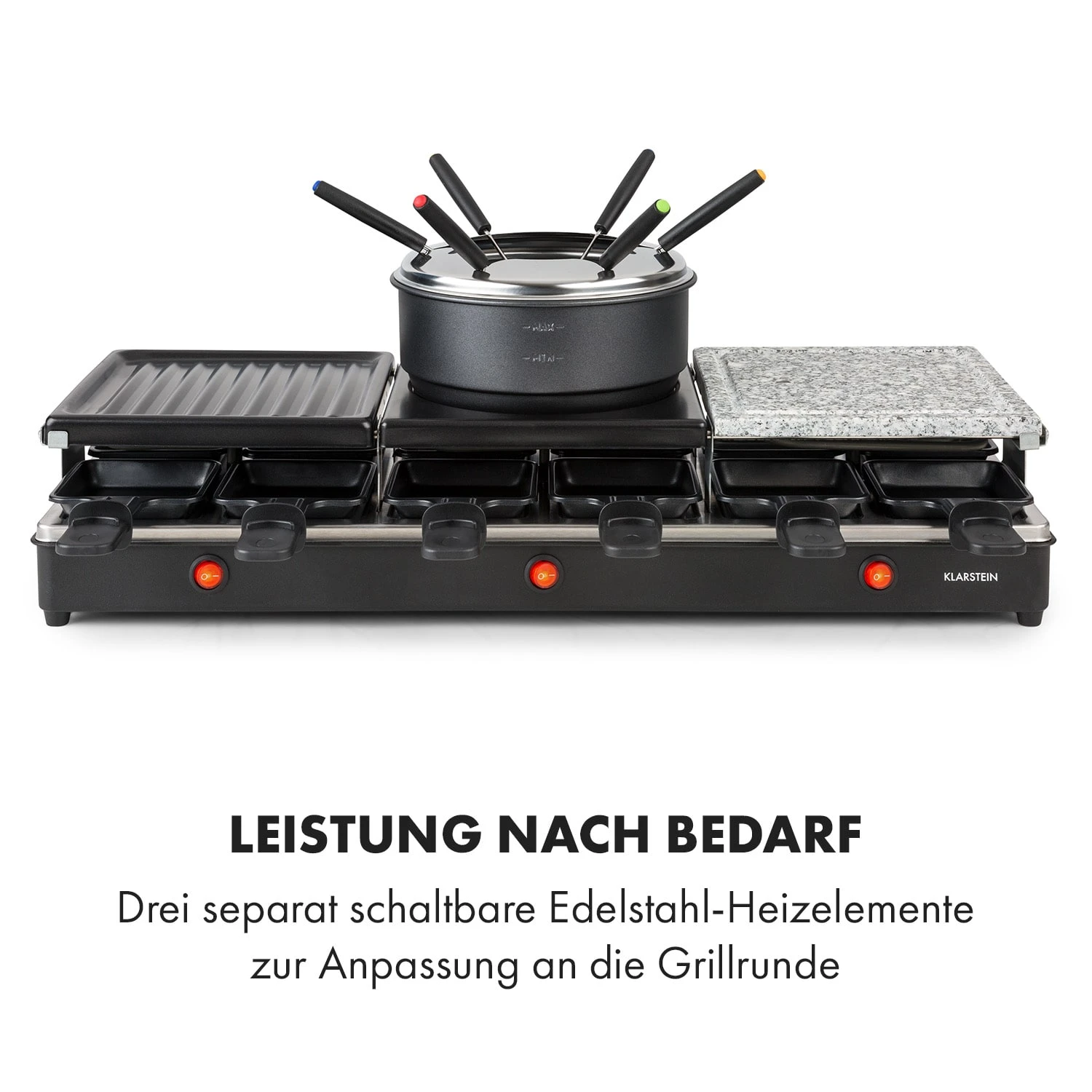 Fonduelette XL 3-in-1 Raclettegrill Fondue Naturstein 1650W 12 Pers – Bild 6