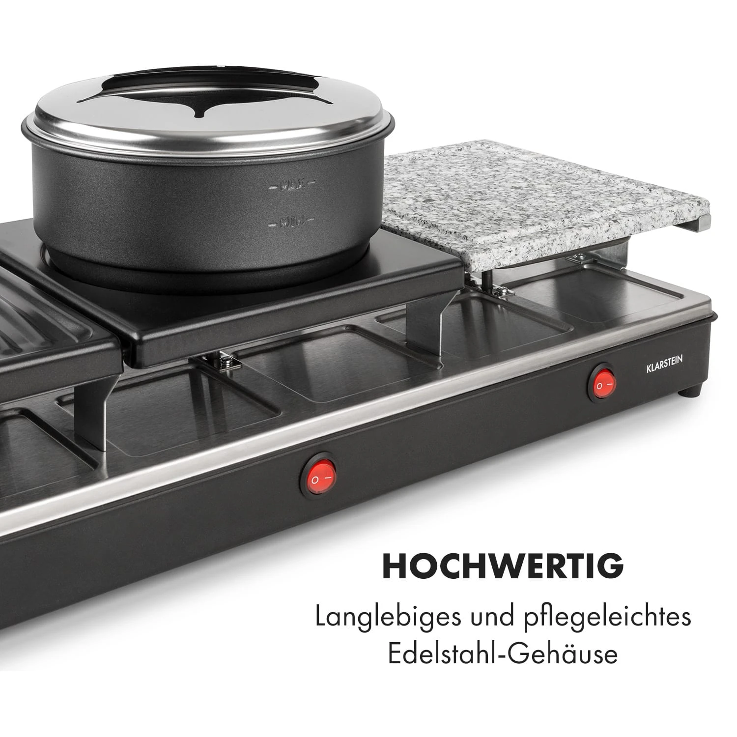 Fonduelette XL 3-in-1 Raclettegrill Fondue Naturstein 1650W 12 Pers – Bild 7