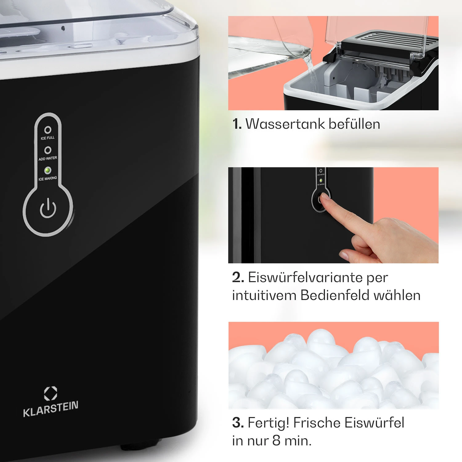 Chillout Eiswürfelmaschine Bulleteis 12kg/24h Wassertank: 1,5 L – Bild 4