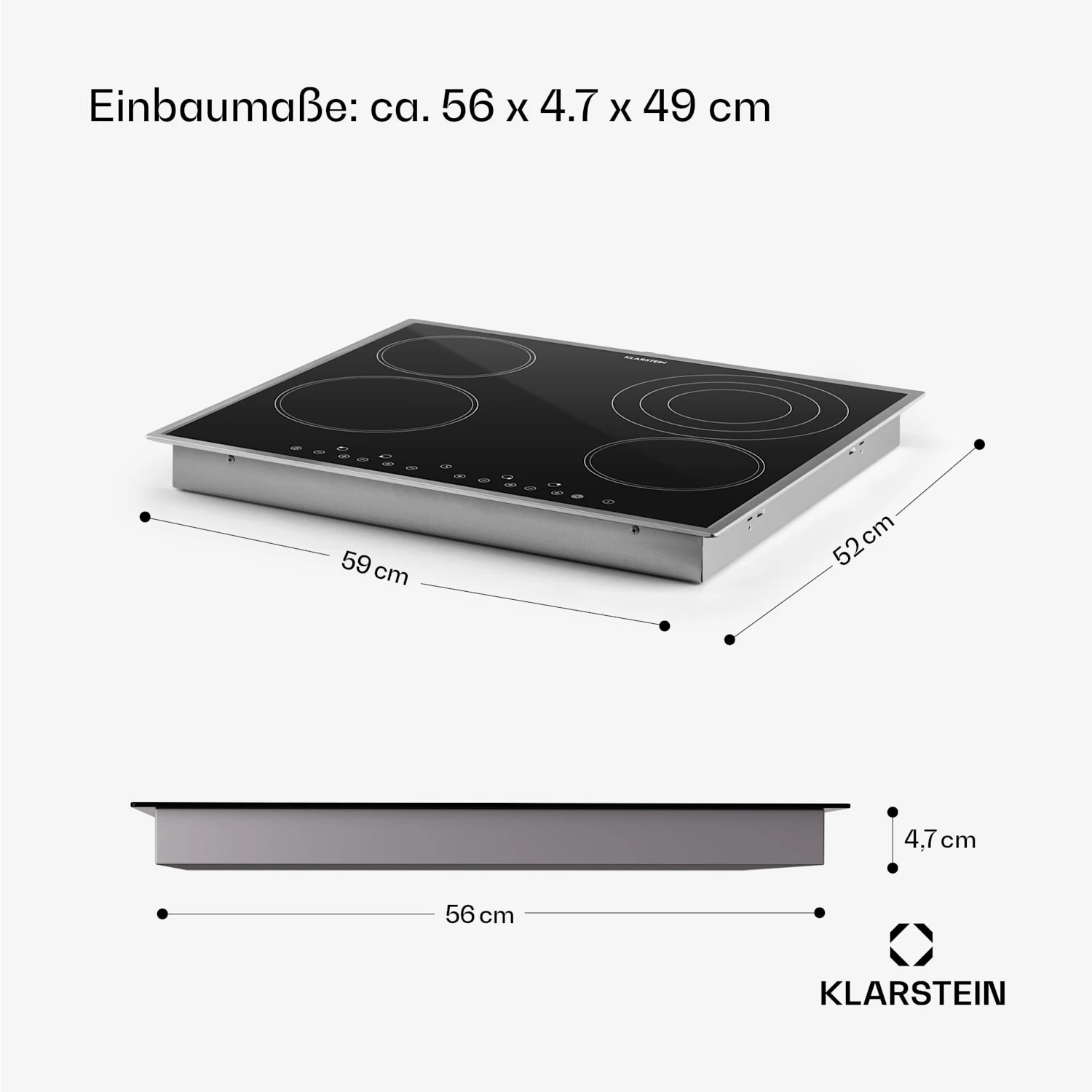Virtuosa 4 Prime Einbaukochfeld 4 Zonen 6500W Glaskeramik Edelstahlrahmen – Bild 8