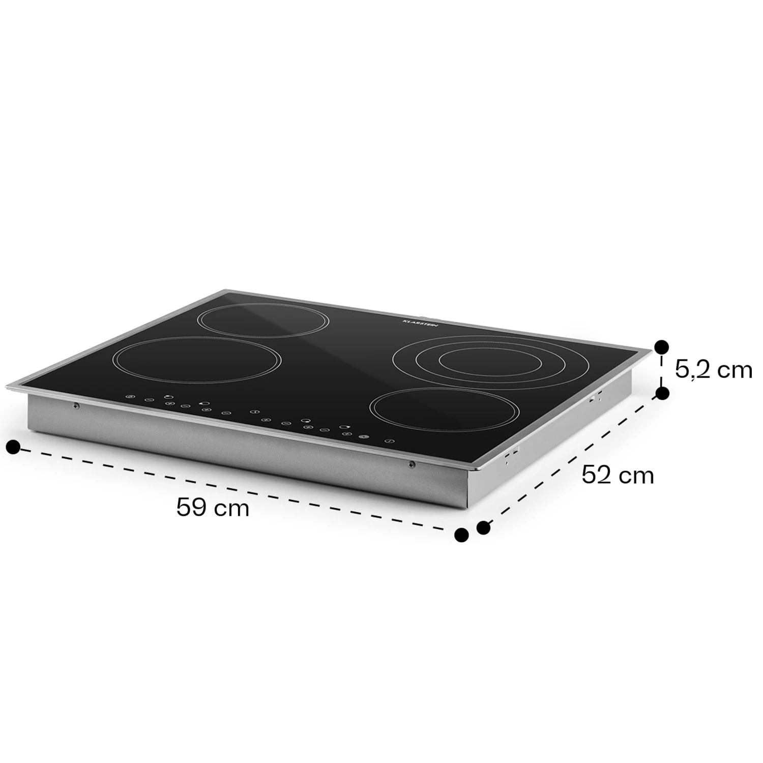 Virtuosa 4 Prime Einbaukochfeld 4 Zonen 6500W Glaskeramik Edelstahlrahmen – Bild 9