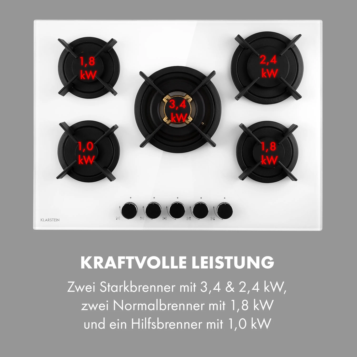 Goldflame 5 Gaskochfeld 5-flammig Messing-Brenner Glaskeramik – Bild 6