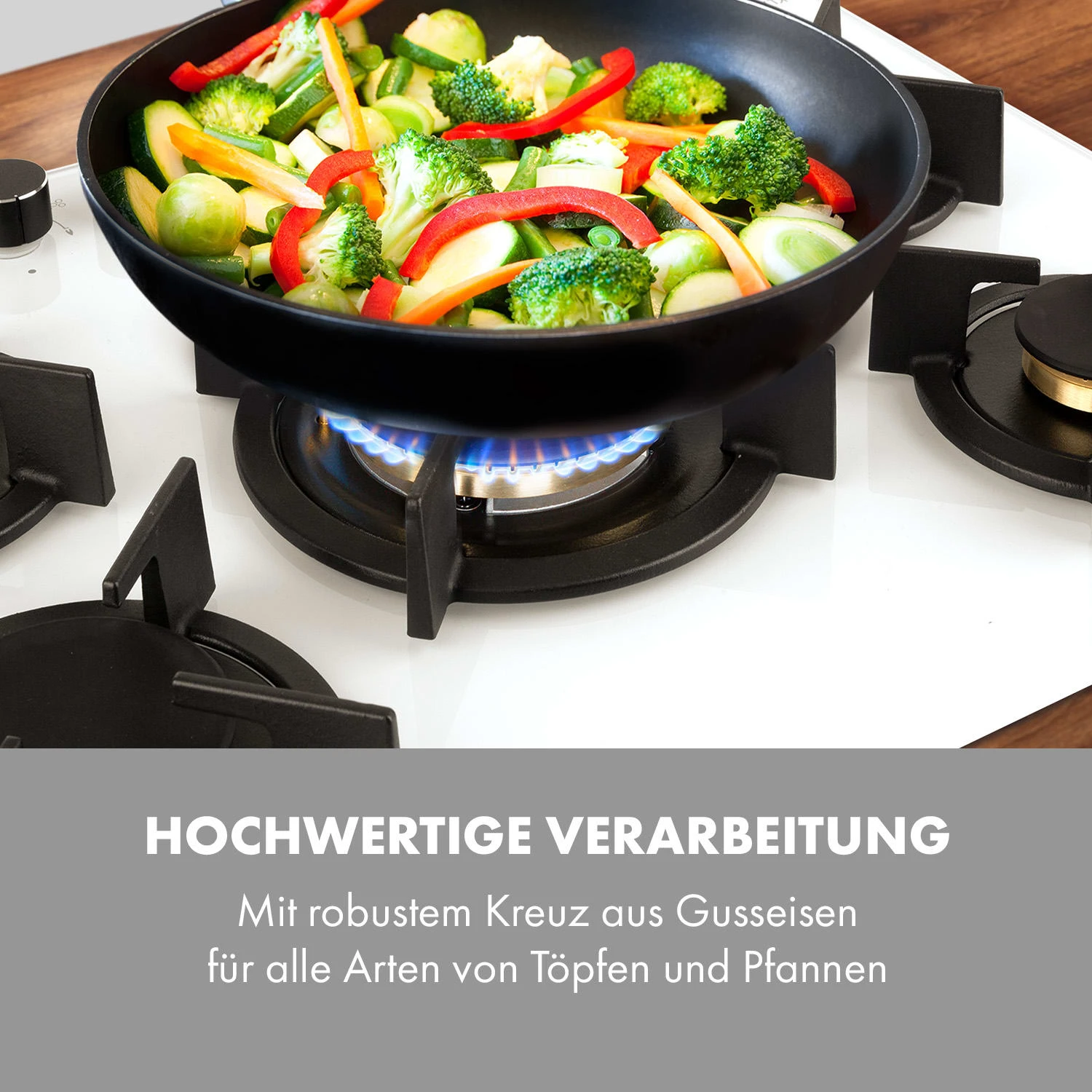 Goldflame 5 Gaskochfeld 5-flammig Messing-Brenner Glaskeramik – Bild 7