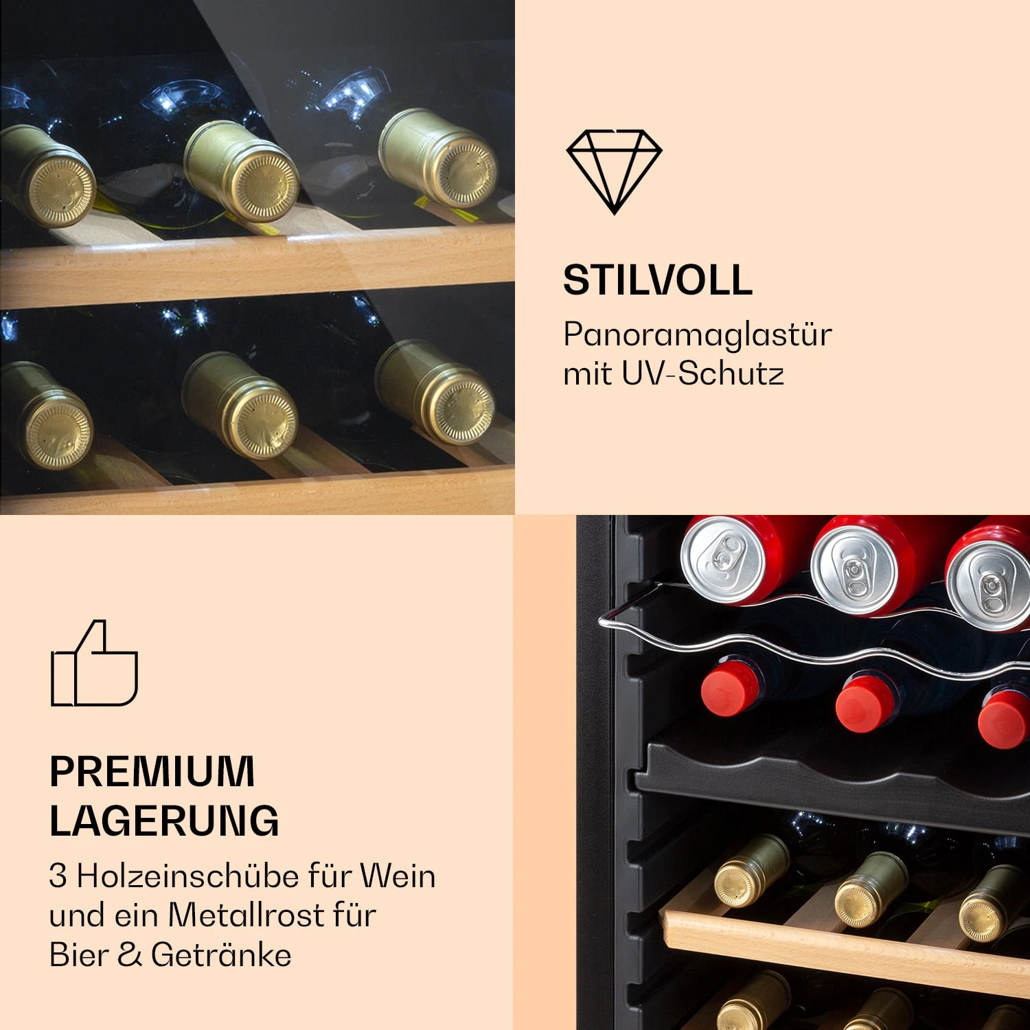 Bovella 18 Duo+ Zweizonen-Weinkühlschrank 50l 18 Fl. Glastür – Bild 6