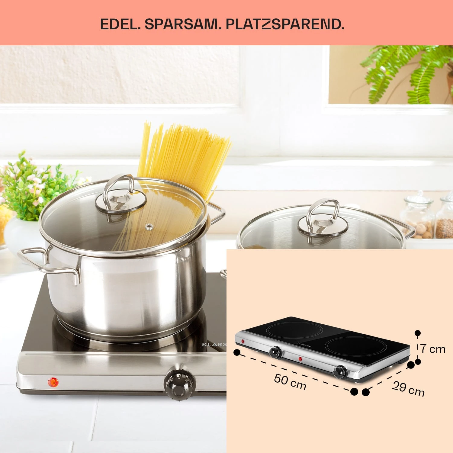 Cookbuddy Doppel-Kochfeld 2400W 5 Leistungsstufen Glaskeramik – Bild 6