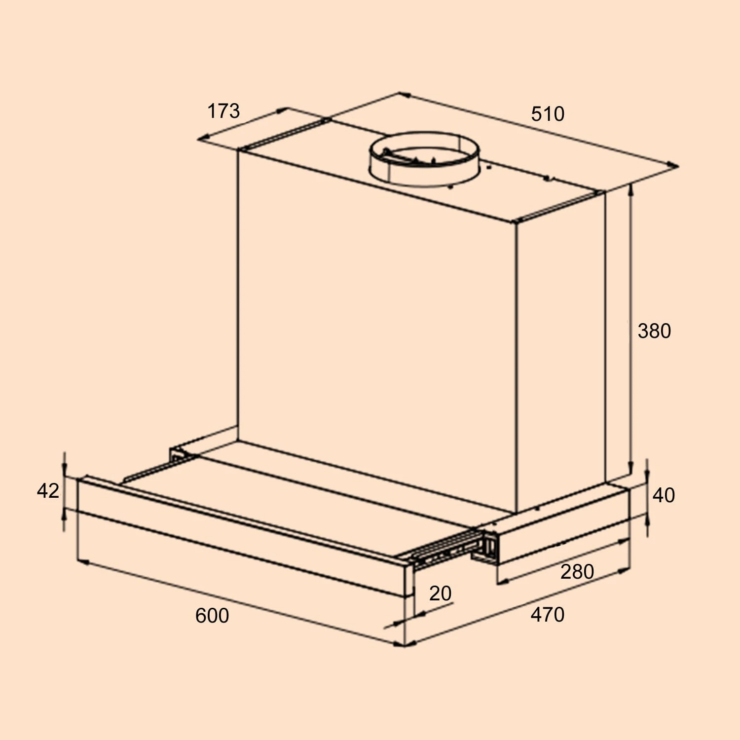 Mariana Neo 60 Flachschirmhaube 60cm 640 M³/h Abluft LED – Bild 7