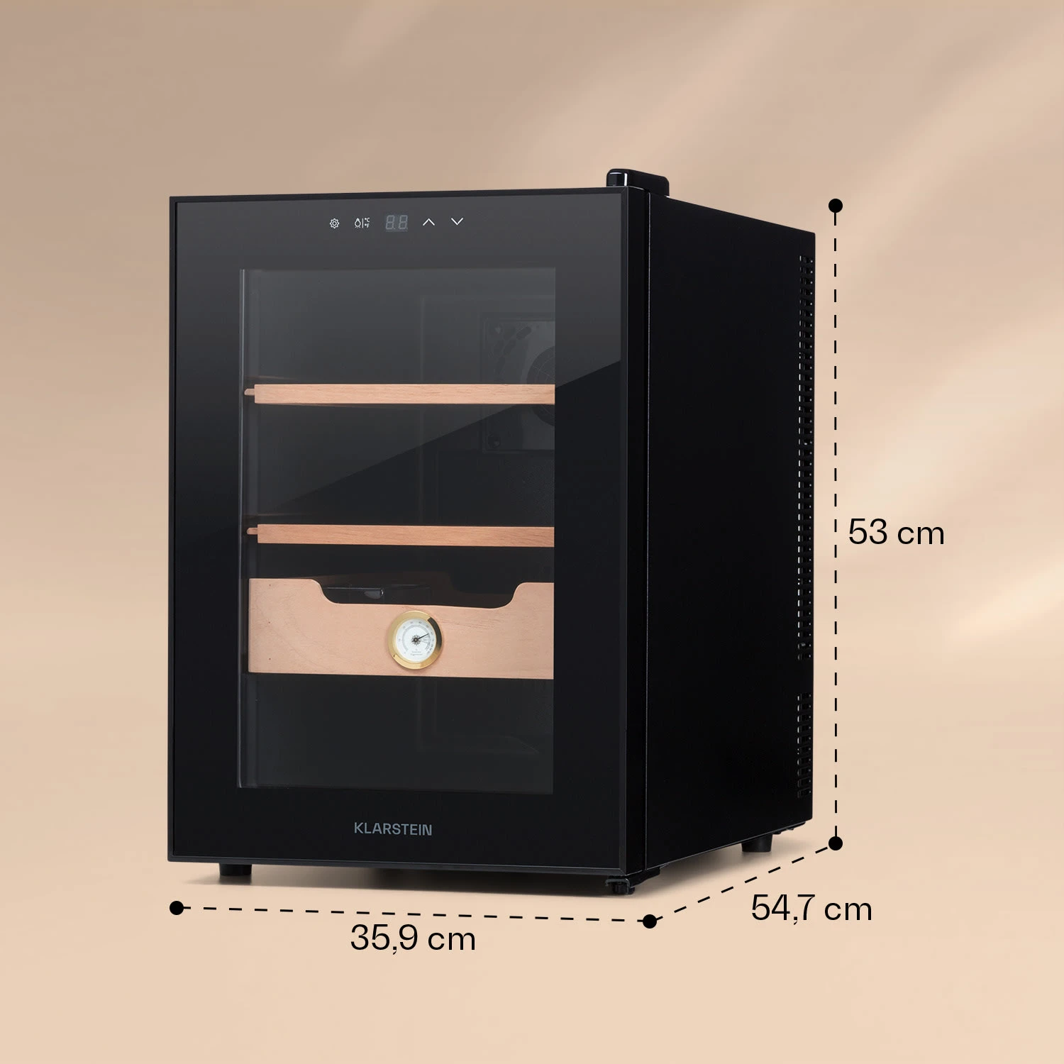 Klarstein El Presidente 37 Zigarren-Humidor 37L 2 Einschübe 1 Fach Zedernholz – Bild 7