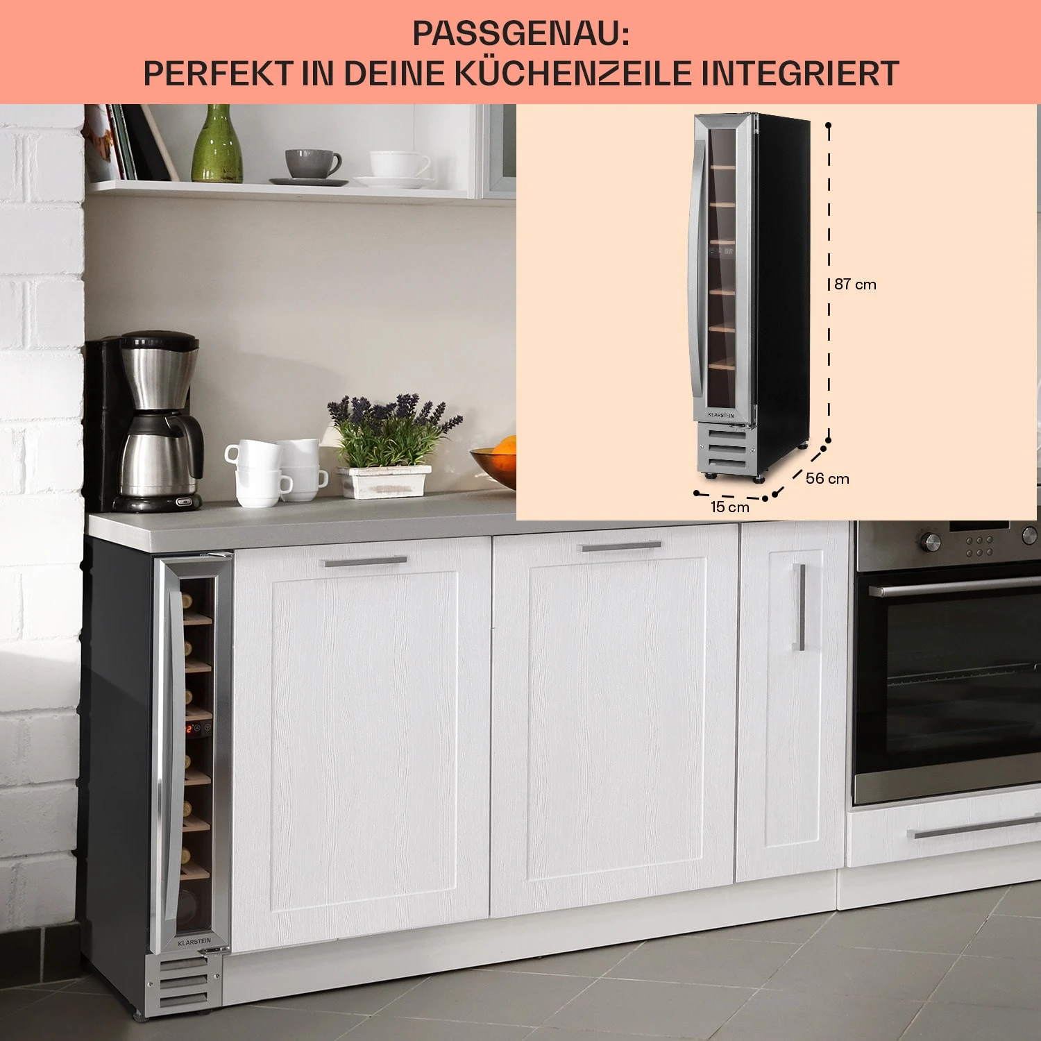 Vinovilla 7 Built-in Uno Einbau-Weinkühlschrank Glas Edelstahl – Bild 6