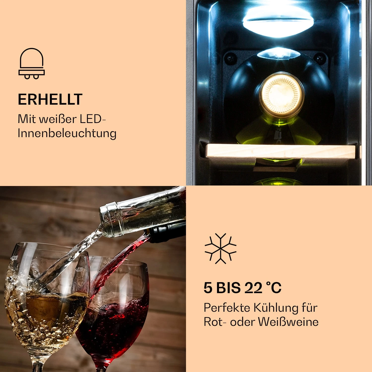 Vinovilla 7 Built-in Uno Einbau-Weinkühlschrank Glas Edelstahl – Bild 5