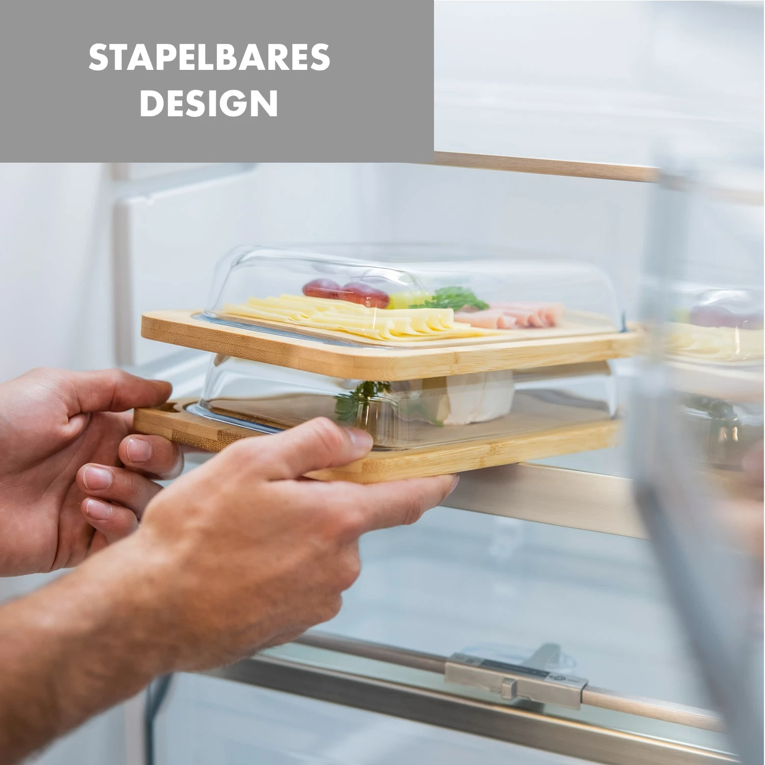 Glaswerk Hermatige Aufschnittbox Mit Glasdeckel 2er Set Borosilikatglas Bambus Schneidebret – Bild 6