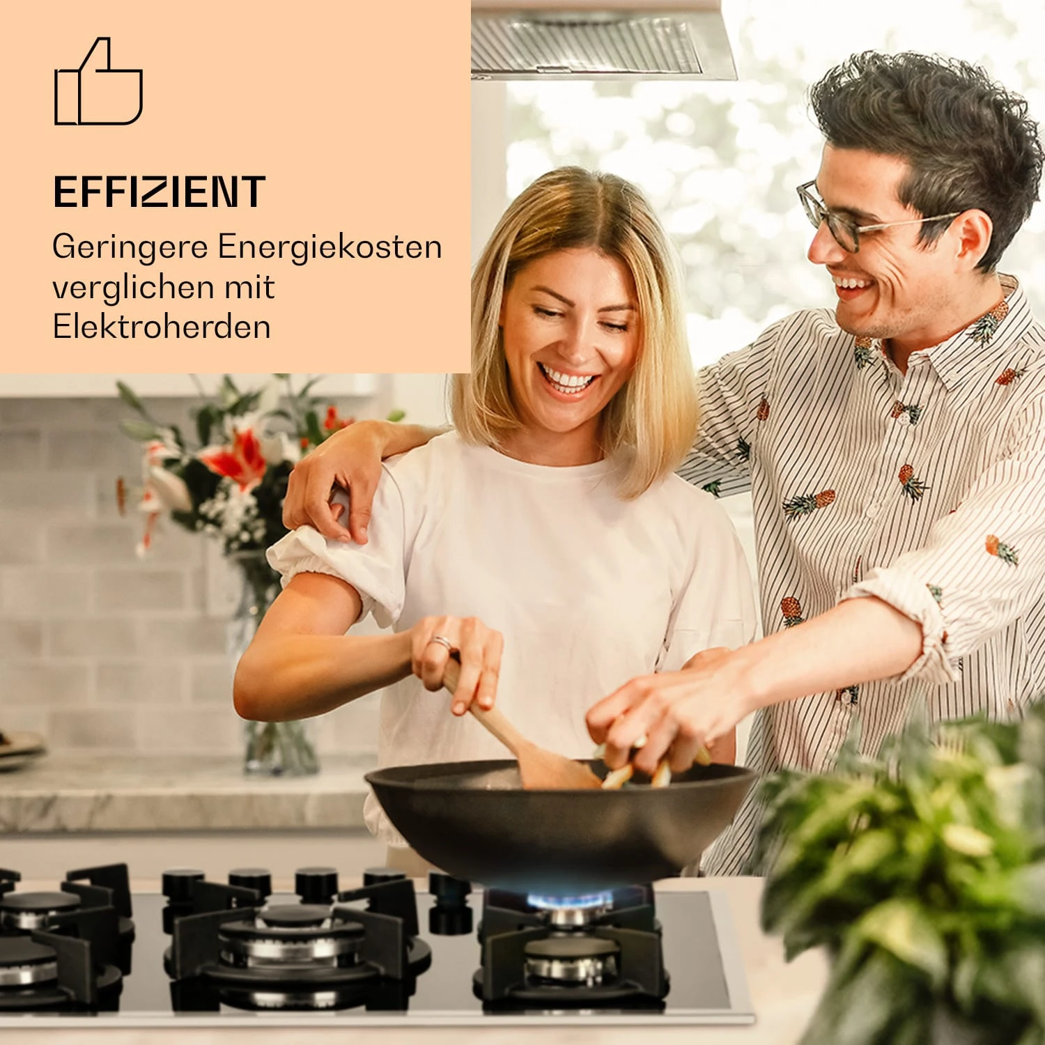 Goldflame 5 Prime Gaskochfeld 5-flammig Messing-Brenner Glaskeramik – Bild 2