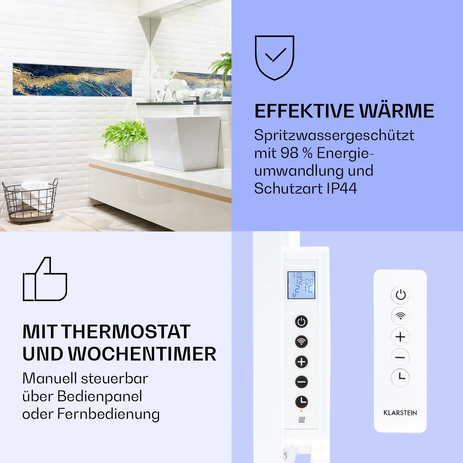 Wonderwall Air Art Smart Infrarotheizung Blauer Marmor 120x30cm 350W – Bild 4