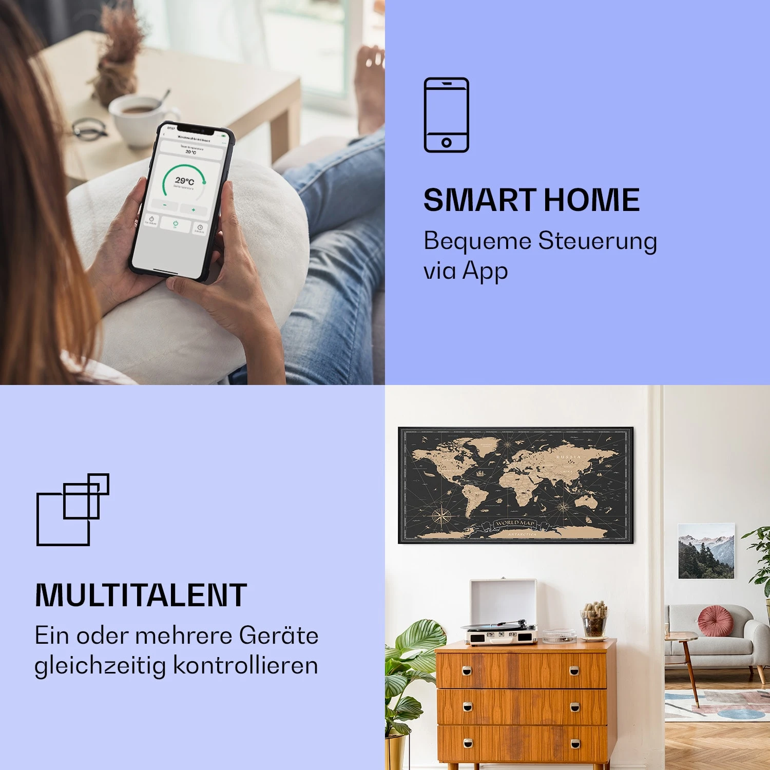 Wonderwall Air Art Smart Infrarotheizung Nachtkarte 120x60cm 700W – Bild 2