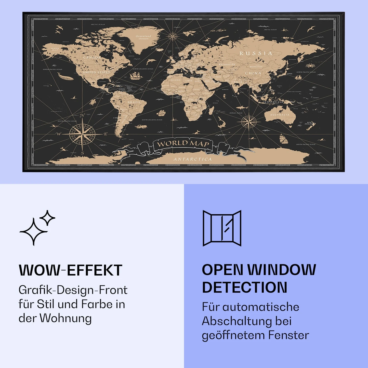 Wonderwall Air Art Smart Infrarotheizung Nachtkarte 120x60cm 700W – Bild 6