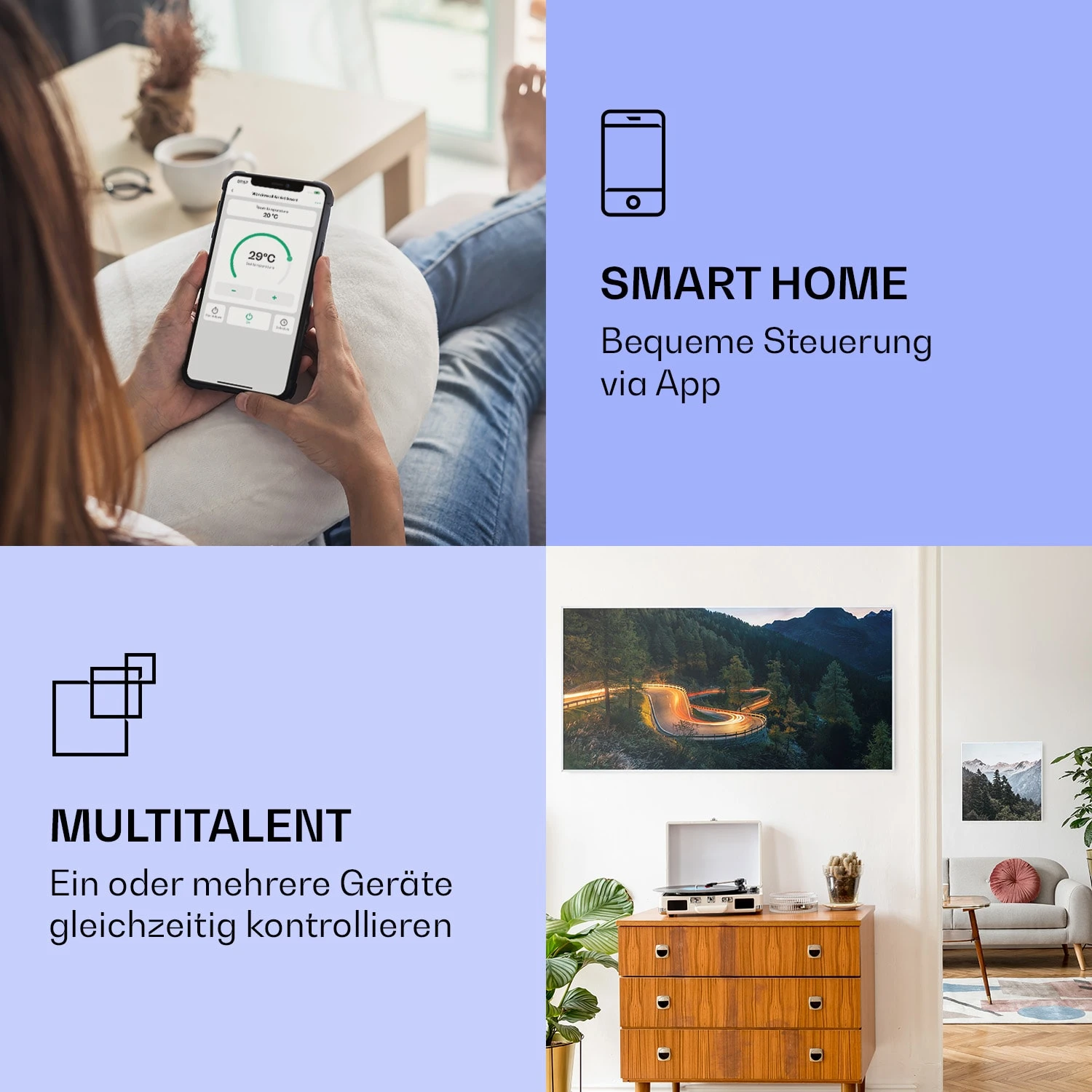 Wonderwall Air Art Smart Infrarotheizung Bergstraße 120x60cm 700W – Bild 2