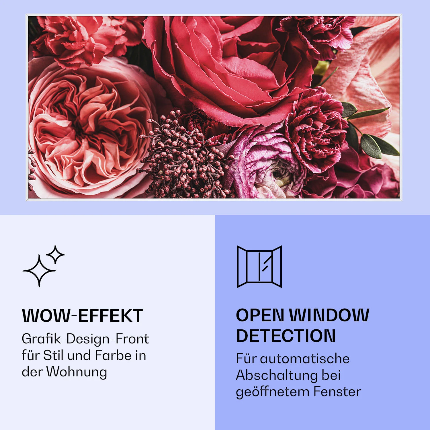 Wonderwall Air Art Smart Infrarotheizung Blume 120x60cm 700W – Bild 6