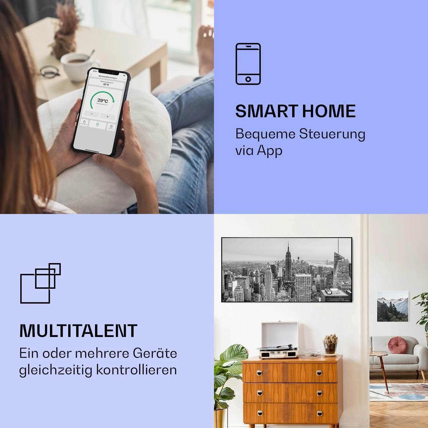 Wonderwall Air Art Smart Infrarotheizung New York City 120x60cm 700W – Bild 2