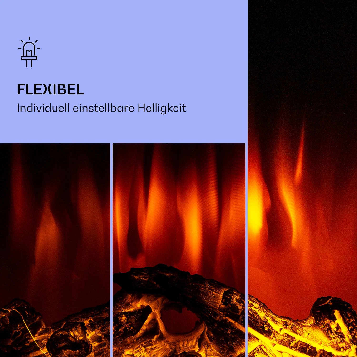 Klarstein Lamington Elektrokamin 2000 W LED-Flammen Heizlüfter Timer Ambientelicht – Bild 4