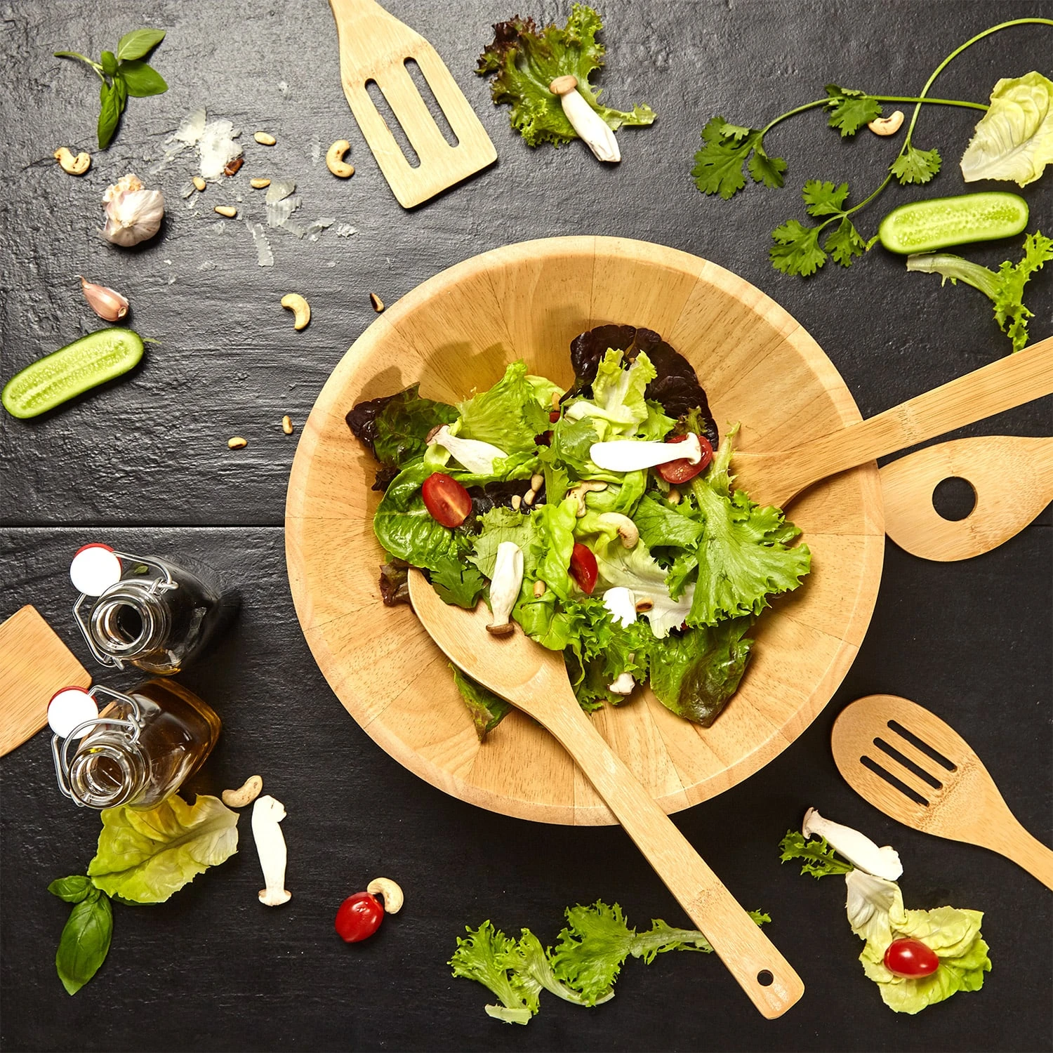 Küchenzubehör Kochlöffel Und Pfannenheber 6er-Set Nachhaltig Bambus – Bild 2