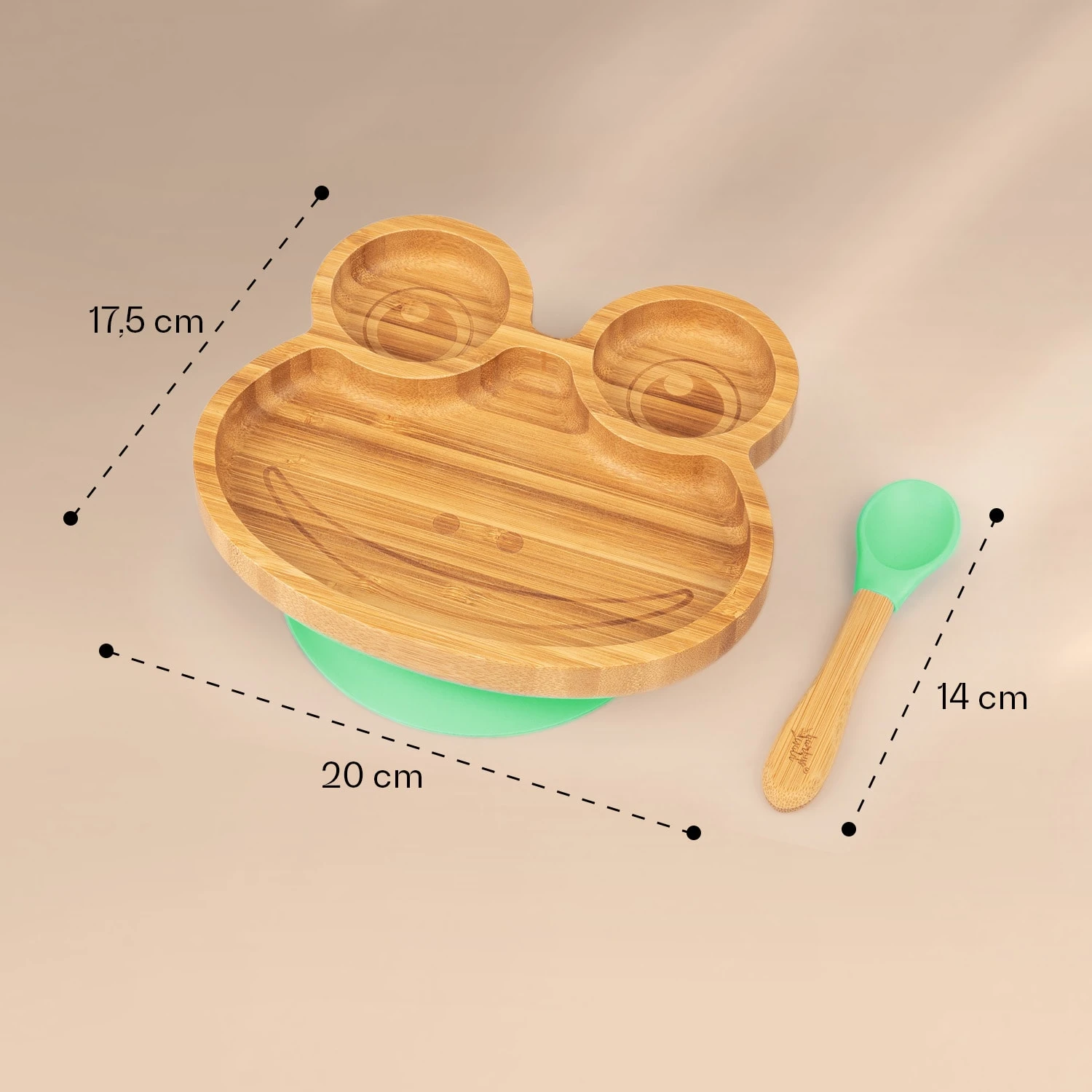 Kindergeschirr Bambusteller & Löffel 250 Ml Inkl. Saugnapf 18 X 18 Cm – Bild 6