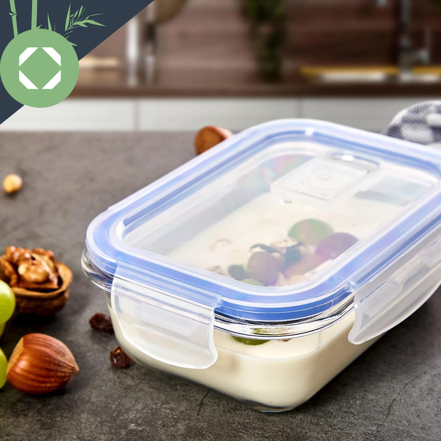 Rechteckige Glasbox 1520 Ml, 1040 Ml, 640 Ml, 370 Ml Mit Deckel 4er-Set – Bild 4