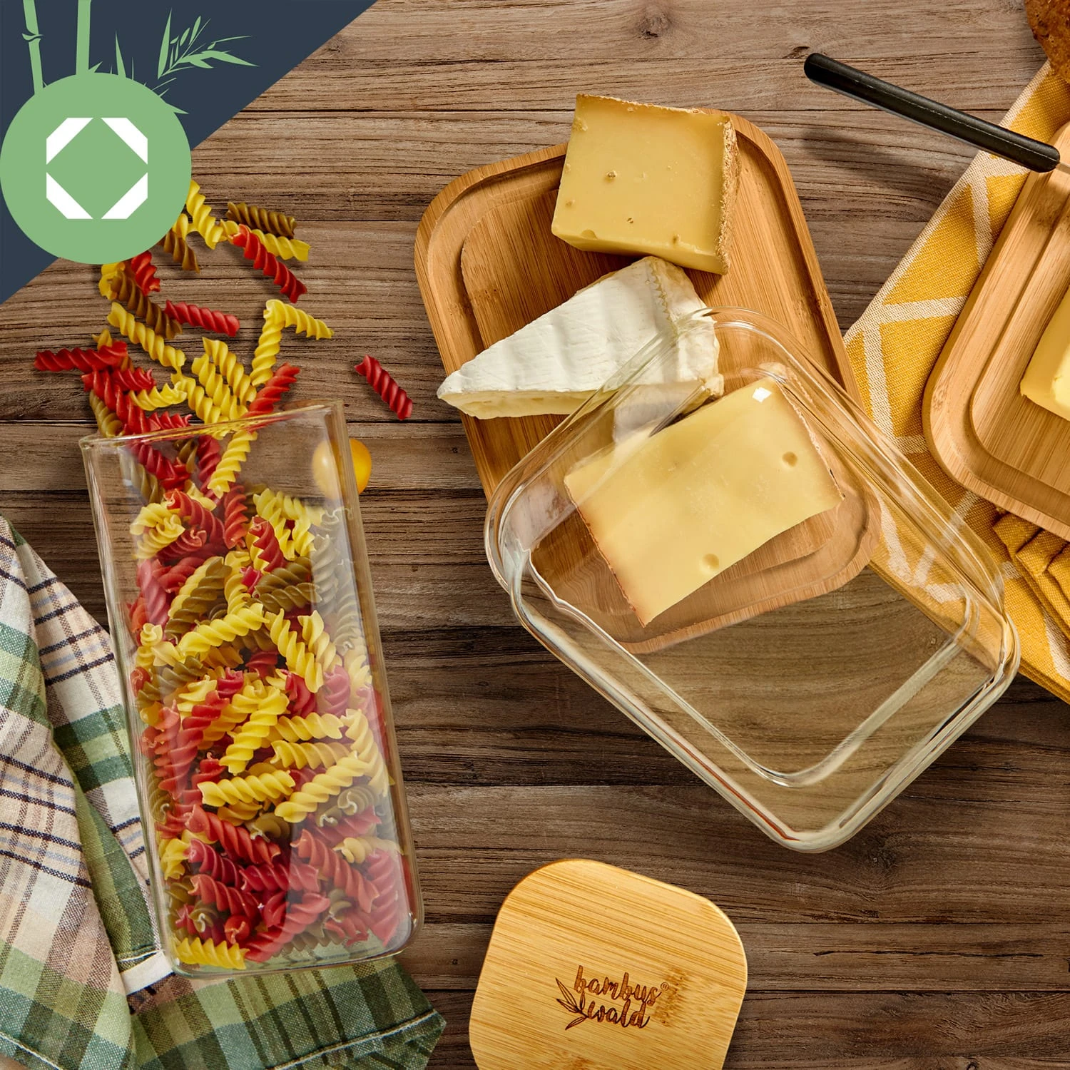 Glas-Käseglocke Bambusboden Luftdicht Geschmacksneutral Spülmaschinenfest – Bild 5