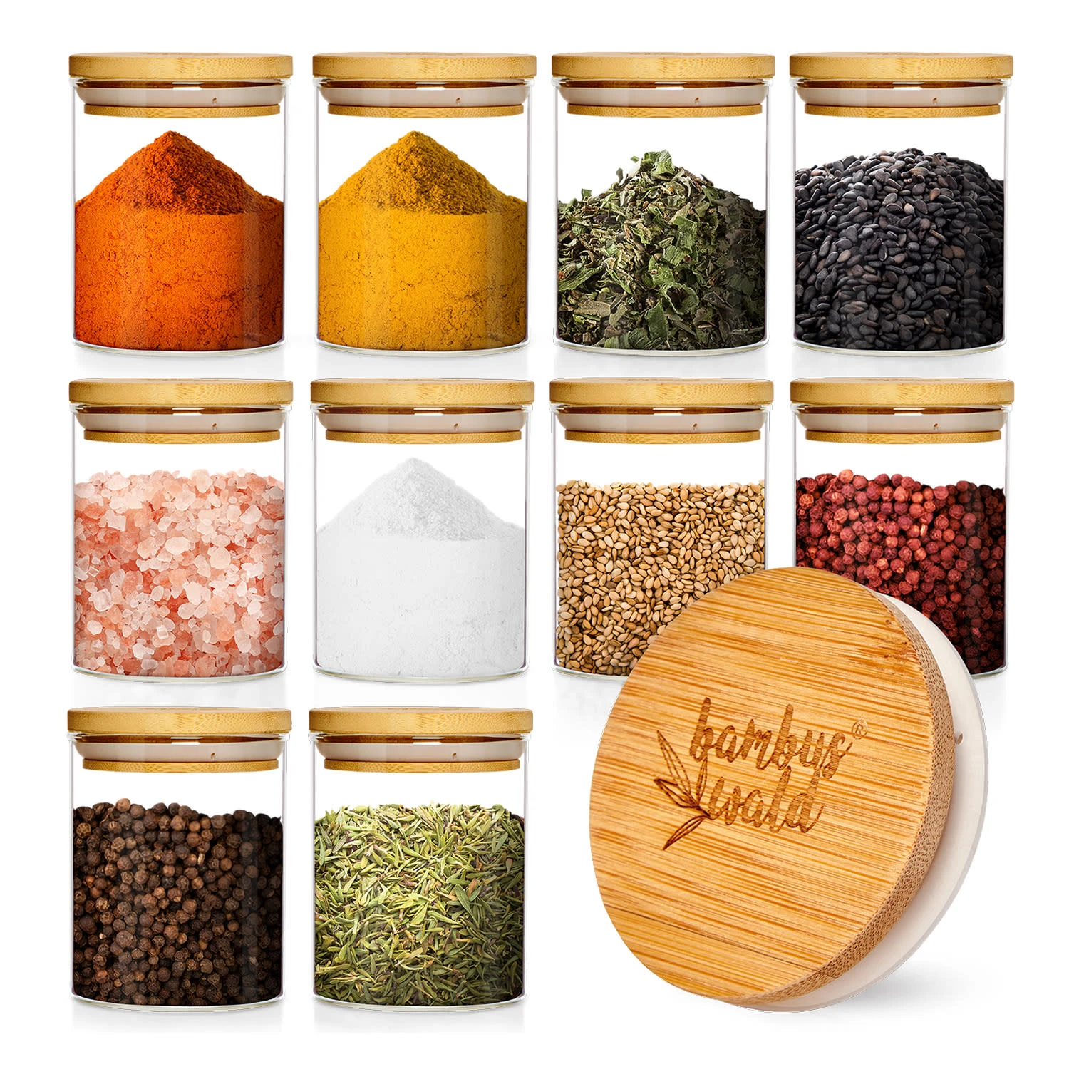 Runde Gläser Bambusdeckel 10 Stück Je 150 Ml Luftdicht