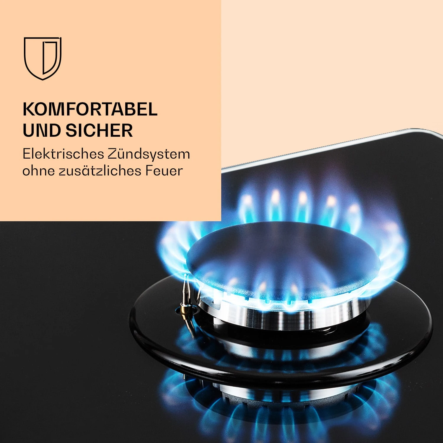 Victoria 5 Gaskochfeld 5-flammig Sabaf-Brenner Glaskeramik Retro-Look – Bild 4