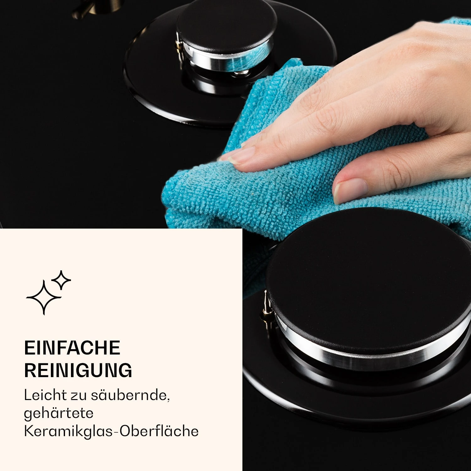 Victoria 5 Gaskochfeld 5-flammig Sabaf-Brenner Glaskeramik Retro-Look – Bild 7