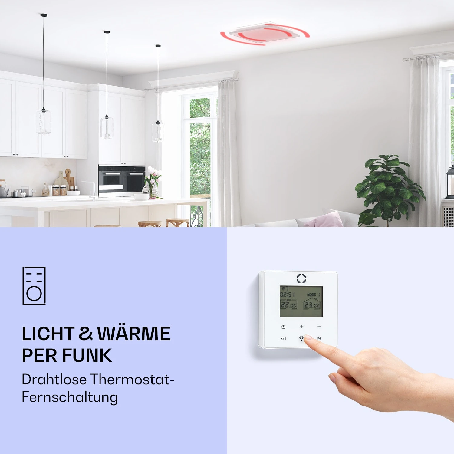 Wondersky Decken-Infrarotheizstrahler 2-er Set 350W 60x6,5x60 Cm IP44 – Bild 2