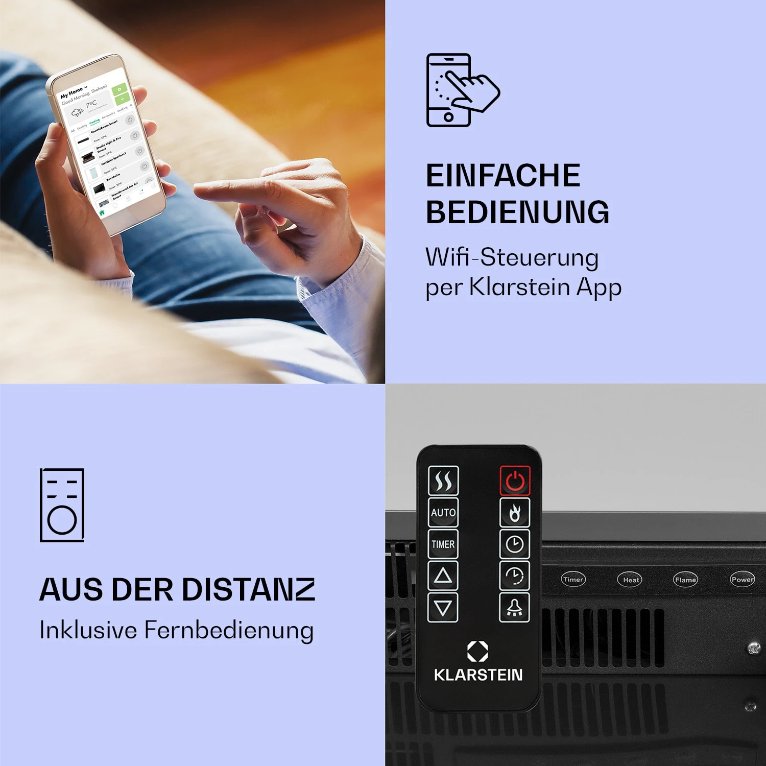 Studio Light & Fire 2 Smart Kamin 1000/2000W MDF WiFi-Steuerung – Bild 2