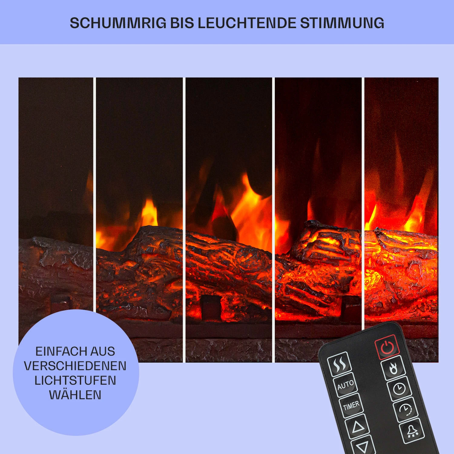 Studio Light & Fire 2 Smart Kamin 1000/2000W MDF WiFi-Steuerung – Bild 8