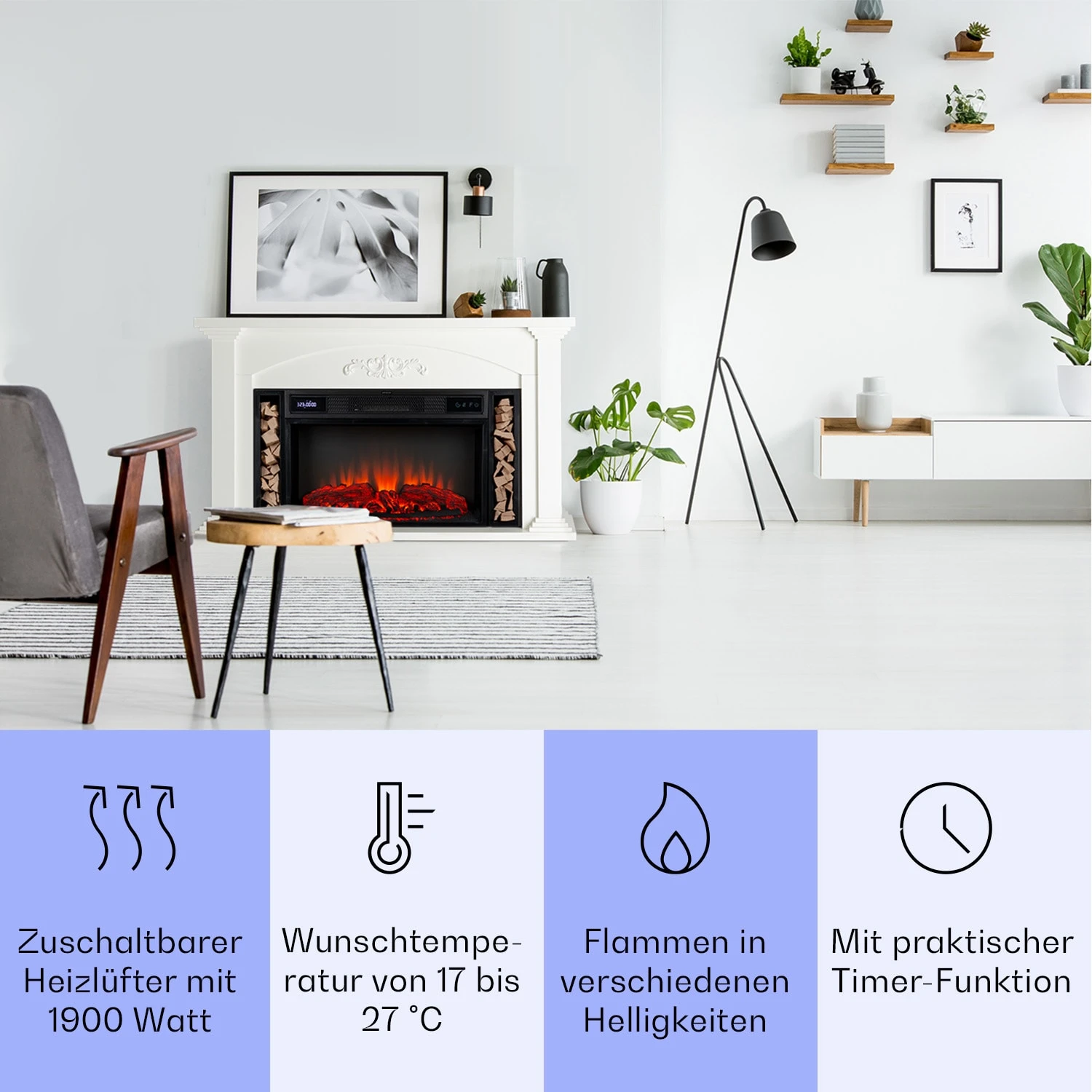 Saint Helens Elektrokamin 1900 W LED-Technik Fernbedienung – Bild 3
