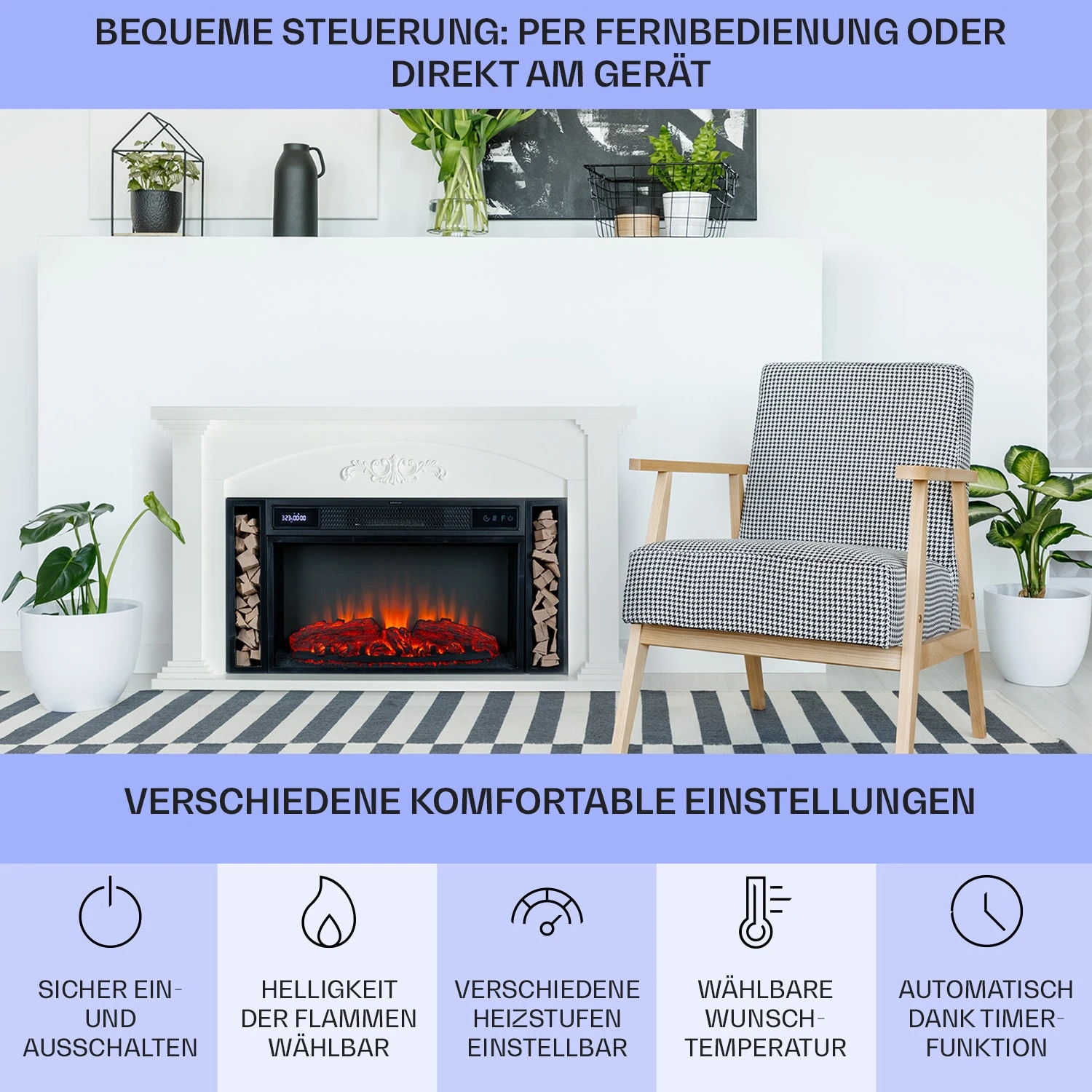 Saint Helens Elektrokamin 1900 W LED-Technik Fernbedienung – Bild 6