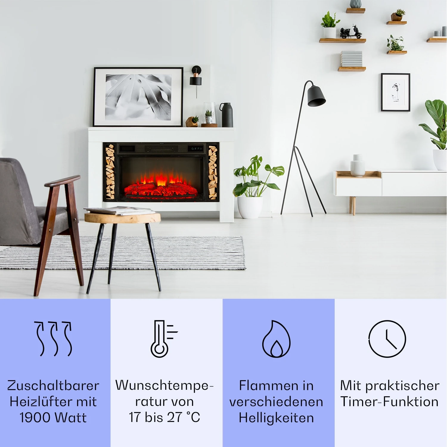 Studio Loft 2 Elektrokamin 1900 W LED-Technik Fernbedienung – Bild 3