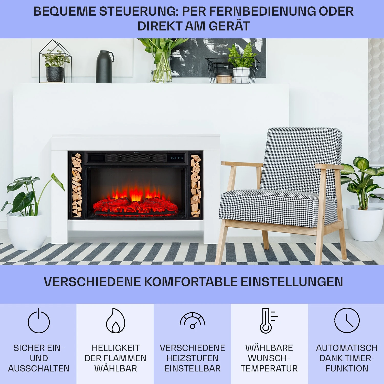 Studio Loft 2 Elektrokamin 1900 W LED-Technik Fernbedienung – Bild 6