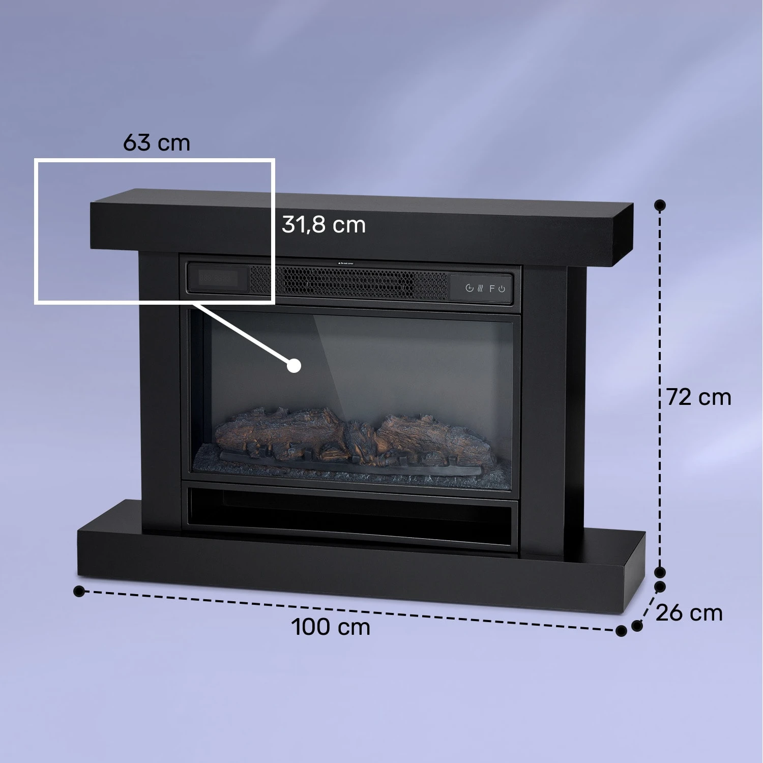 Vulsini Hideaway Elektrokamin 1900 W LED-Technik Fernbedienung – Bild 8