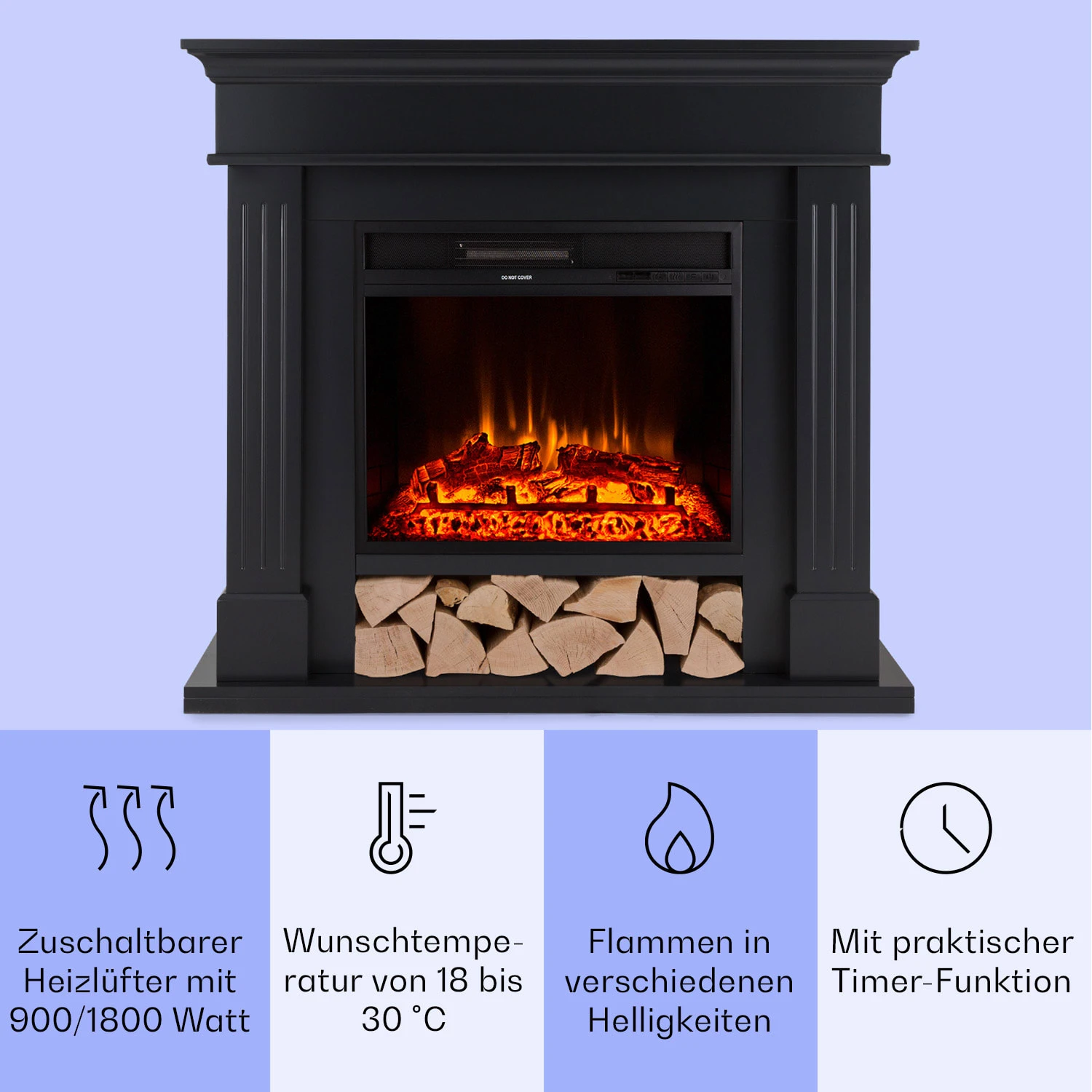 Las Pilas Elektrokamin Heizlüfter 900/1800W Wochentimer Fernbedienung – Bild 3